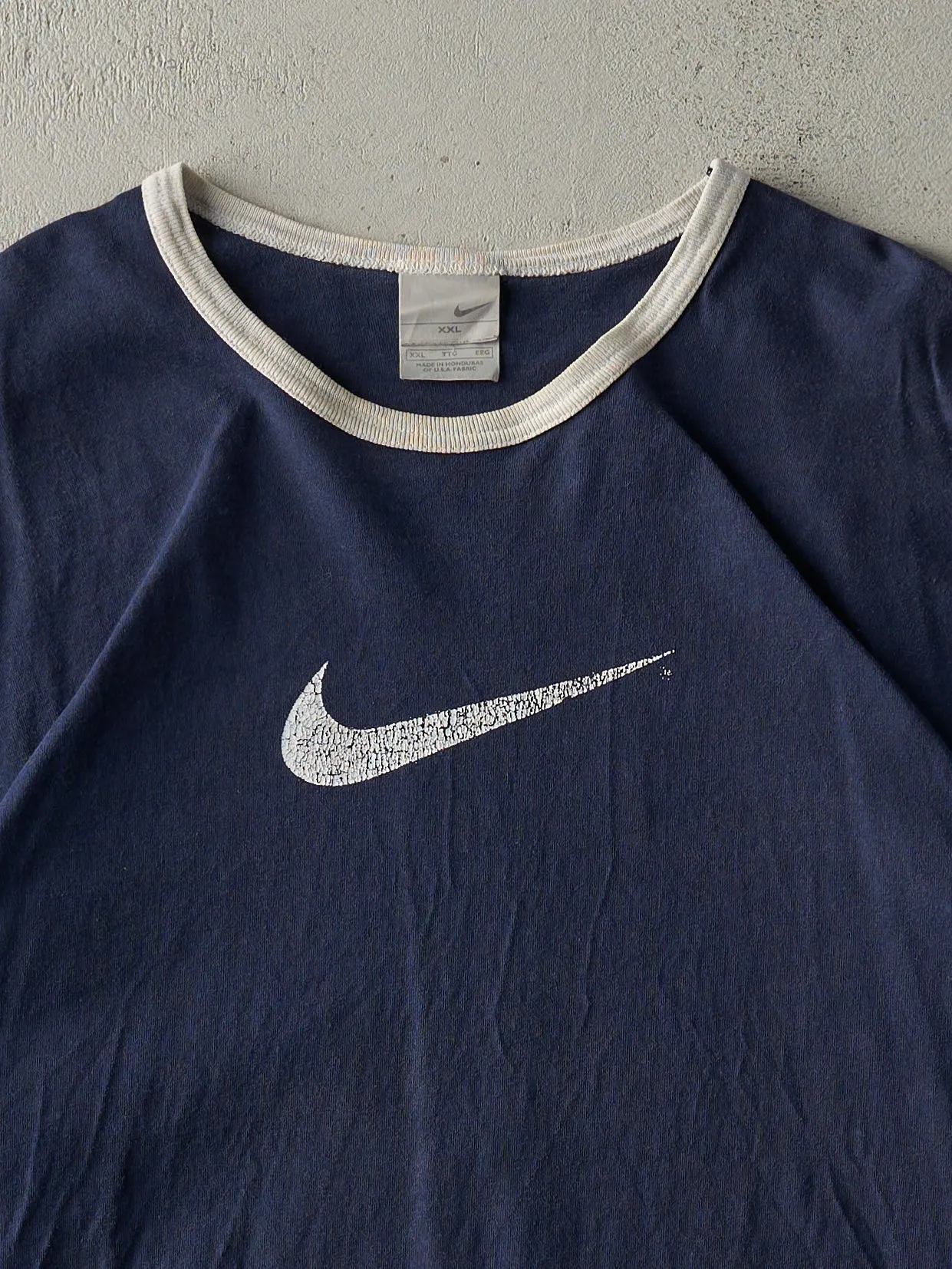 Vintage Y2K Navy Blue Nike Ringer Tee (XL) sold by Rebalance Vintage product image thumbnail 2