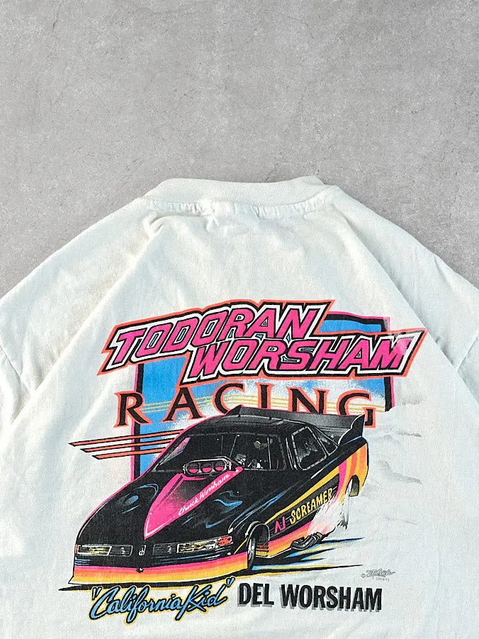Vintage 90s White Todoran Worsham Racing Graphic Tee (M) sold by Rebalance Vintage product image thumbnail 4