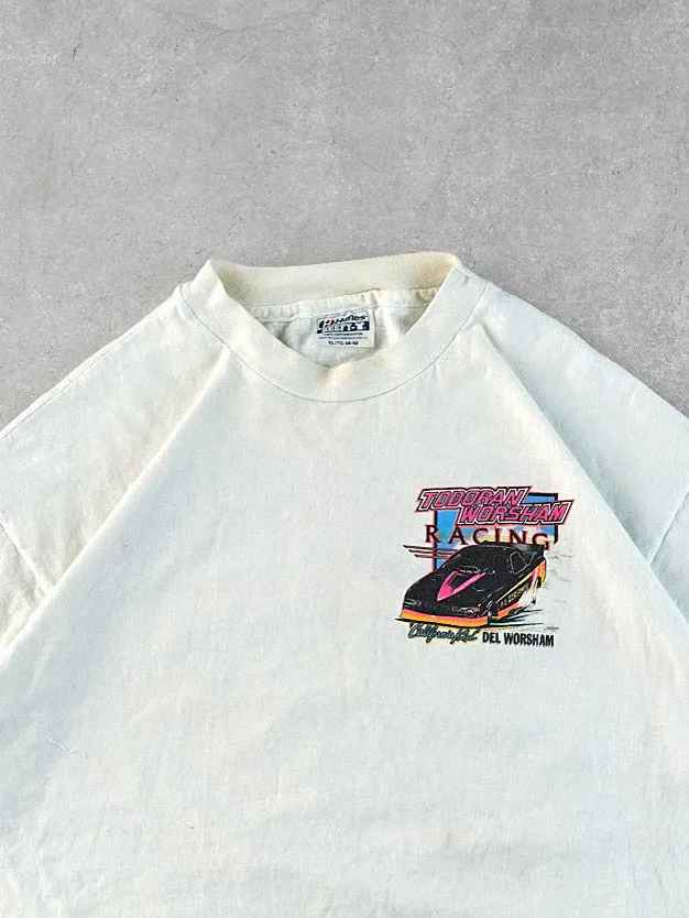 Vintage 90s White Todoran Worsham Racing Graphic Tee (M) sold by Rebalance Vintage product image thumbnail 3