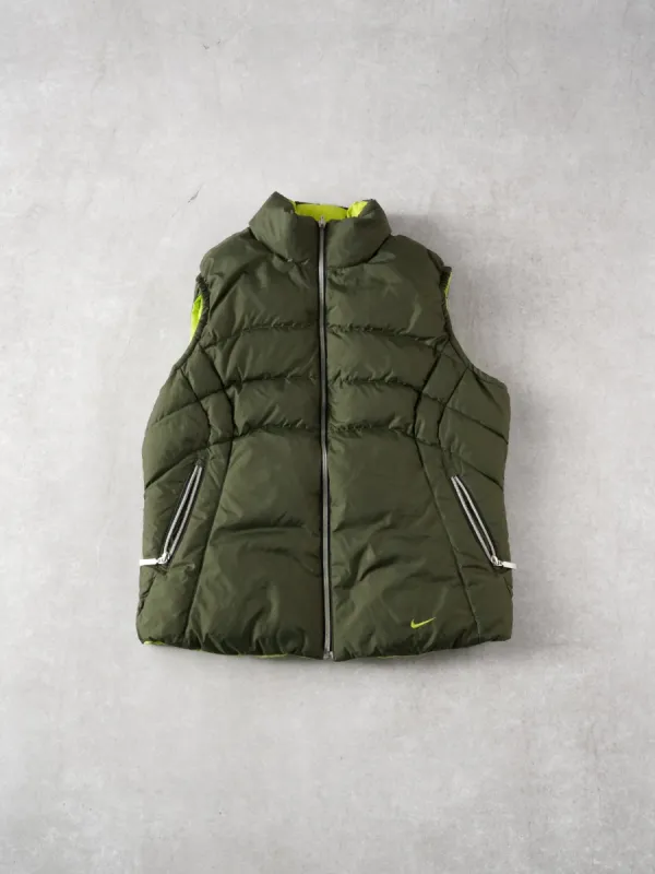Vintage Y2k Moss & Lime Green Nike Reversible Nike Puffer Vest (M) sold by Rebalance Vintage