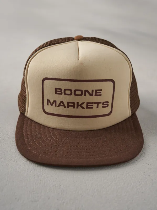 Vintage 80s Brown Boone Markets Trucker Hat sold by Rebalance Vintage