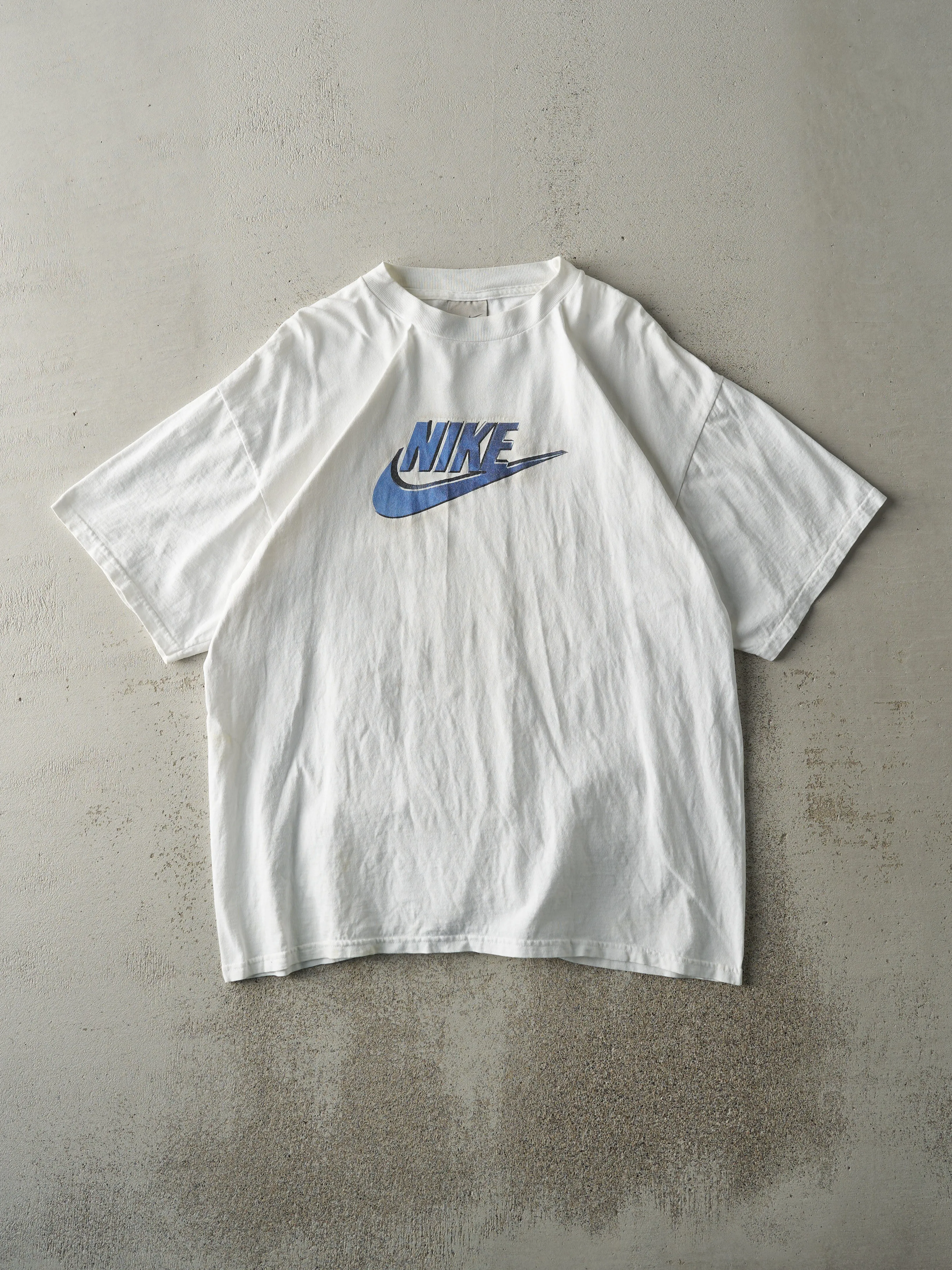 Vintage Y2K White Nike Logo Tee (M) sold by Rebalance Vintage