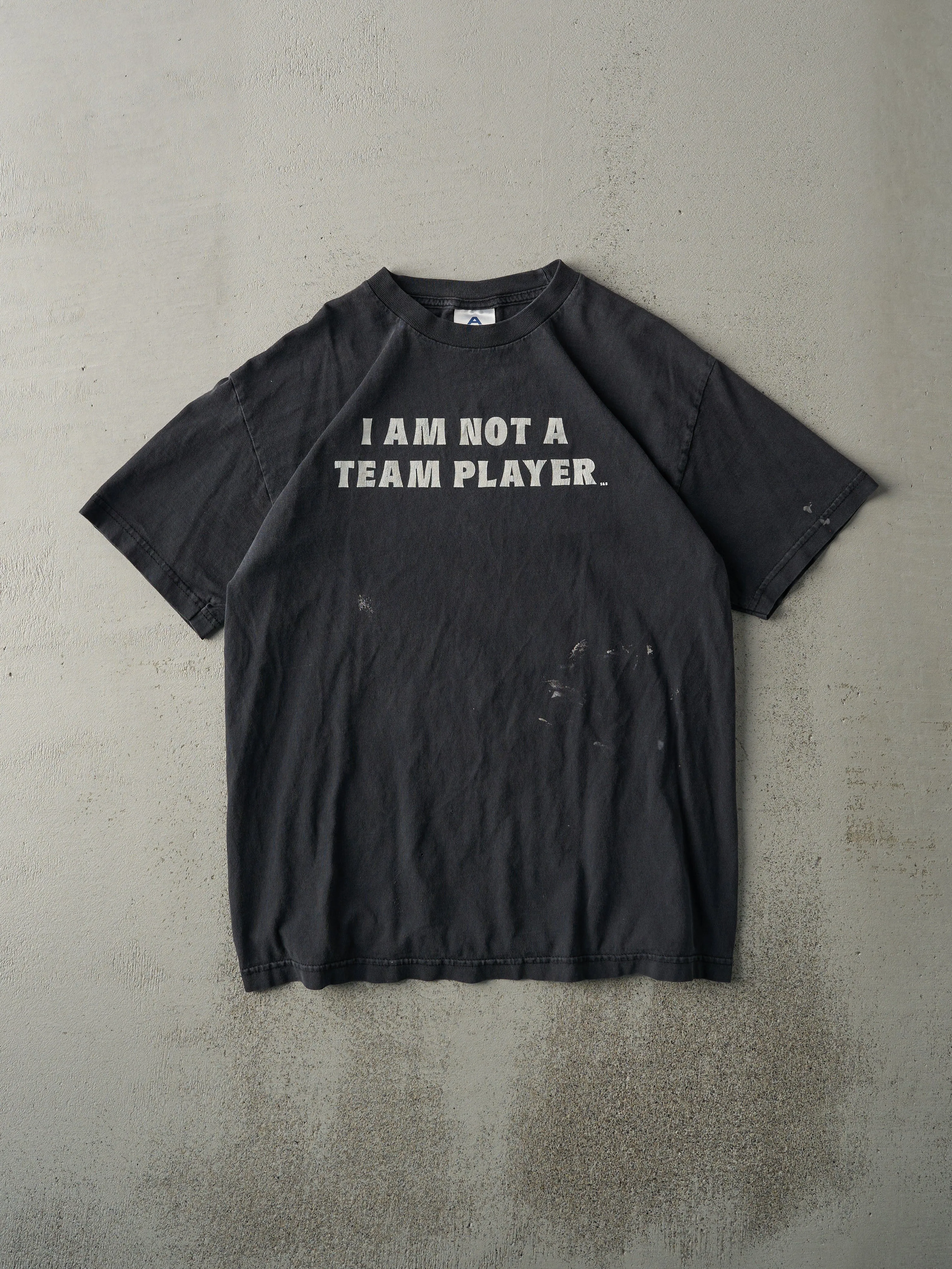 Vintage Y2K Faded Black "I Am Not A Team Player" Tee (M) sold by Rebalance Vintage