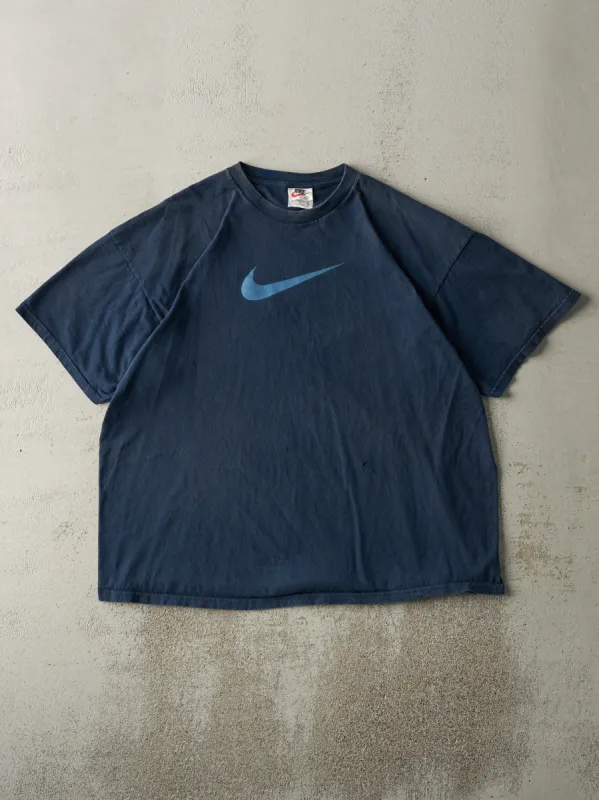 Vintage 90s Navy Blue Nike Swoosh Tee (XL) sold by Rebalance Vintage