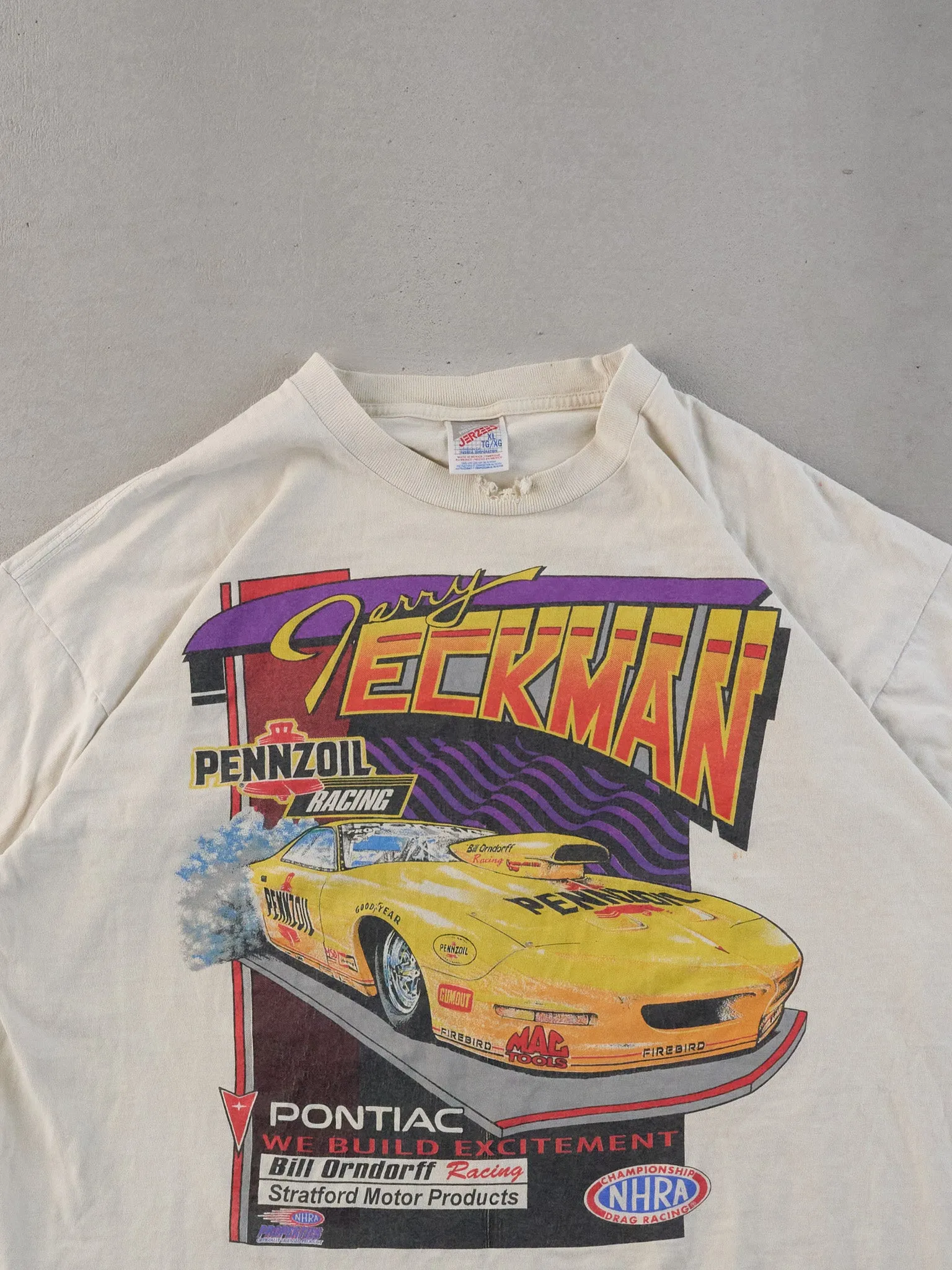 Vintage 90s White Terry Eeckman Pontiac Racing Graphic Tee (L) sold by Rebalance Vintage product image thumbnail 3