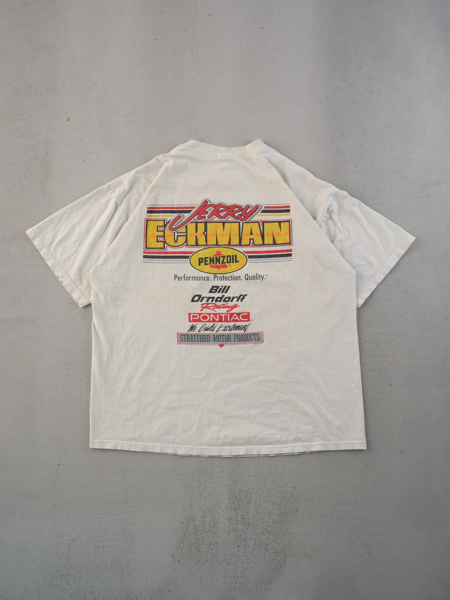 Vintage 90s White Terry Eeckman Pontiac Racing Graphic Tee (L) sold by Rebalance Vintage product image thumbnail 2