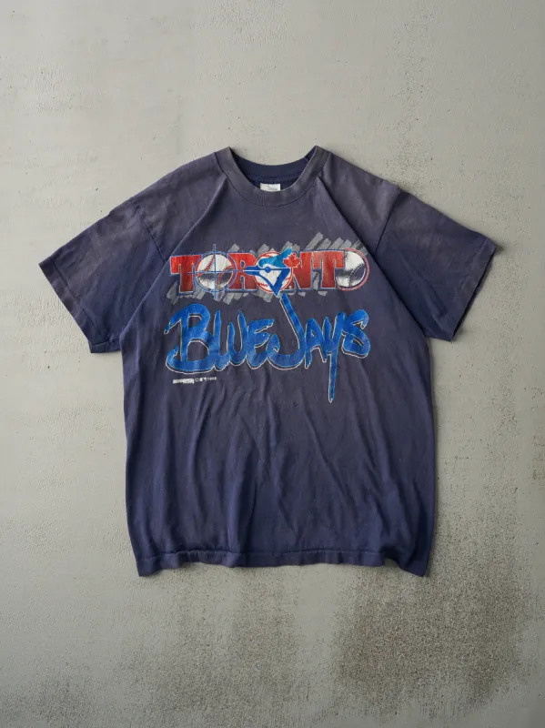 Vintage 93' Navy Sun Faded Blue Toronto Blue Jays Tee (M) sold by Rebalance Vintage