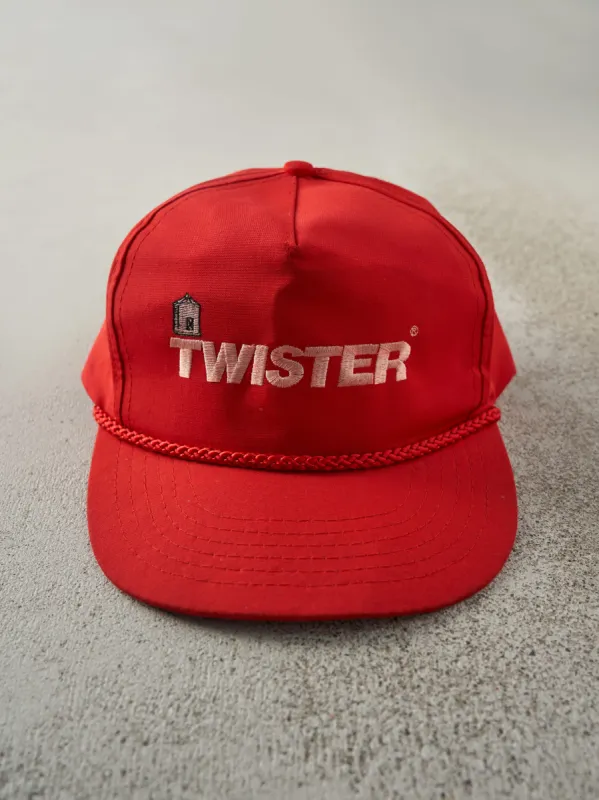 Vintage 90s Red Embroidered Twister Movie Snapback Hat sold by Rebalance Vintage