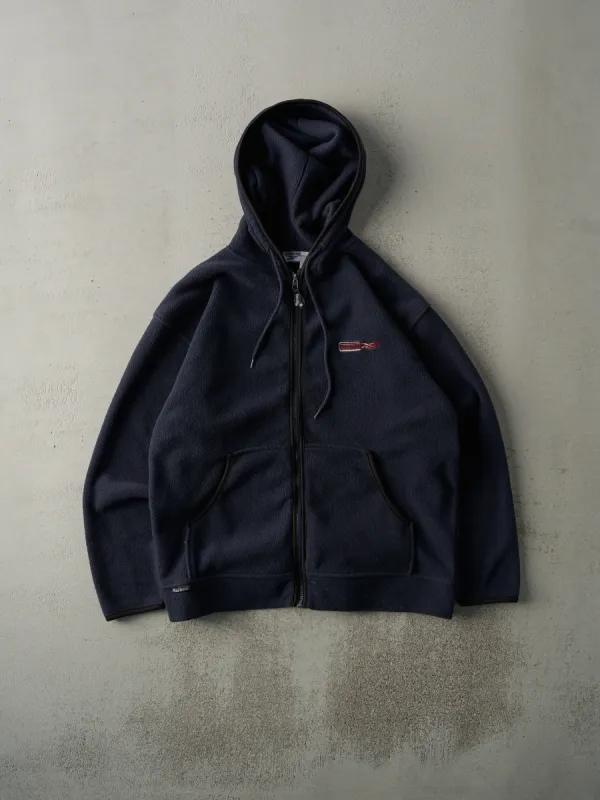 Vintage 90s Navy Blue Embroidered Reebok Fleece Zip Up Hoodie (L) sold by Rebalance Vintage