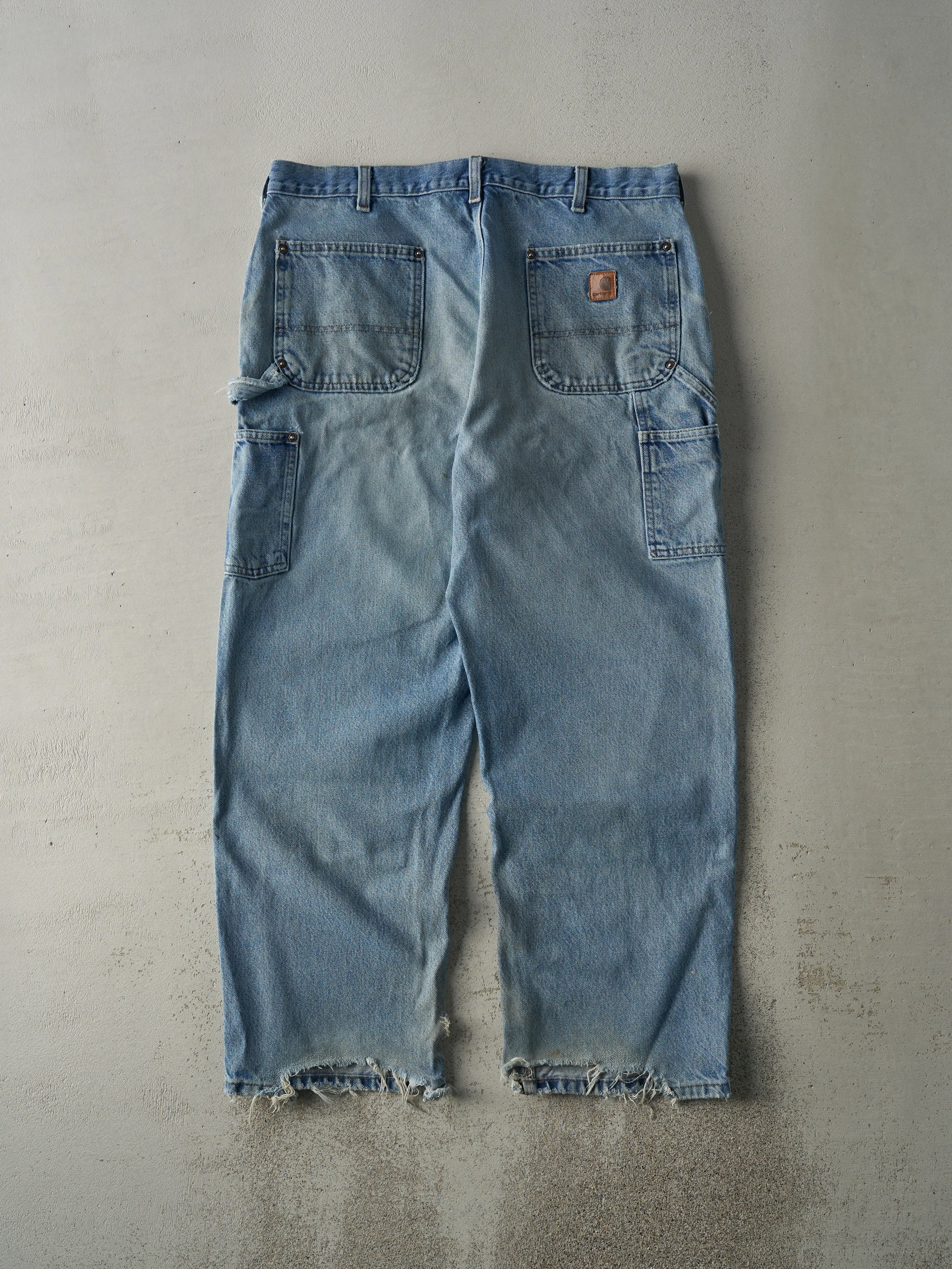 Vintage 90s Light Wash Carhartt Denim Double Knee Carpenter Jeans (37x29) sold by Rebalance Vintage product image thumbnail 3
