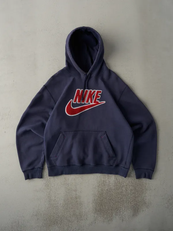 Vintage Y2K Navy Nike Chenille Logo Hoodie (L) sold by Rebalance Vintage