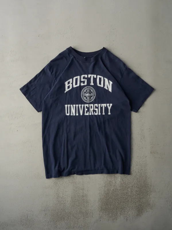 Vintage 90s Navy Blue Boston University Tee (M) sold by Rebalance Vintage