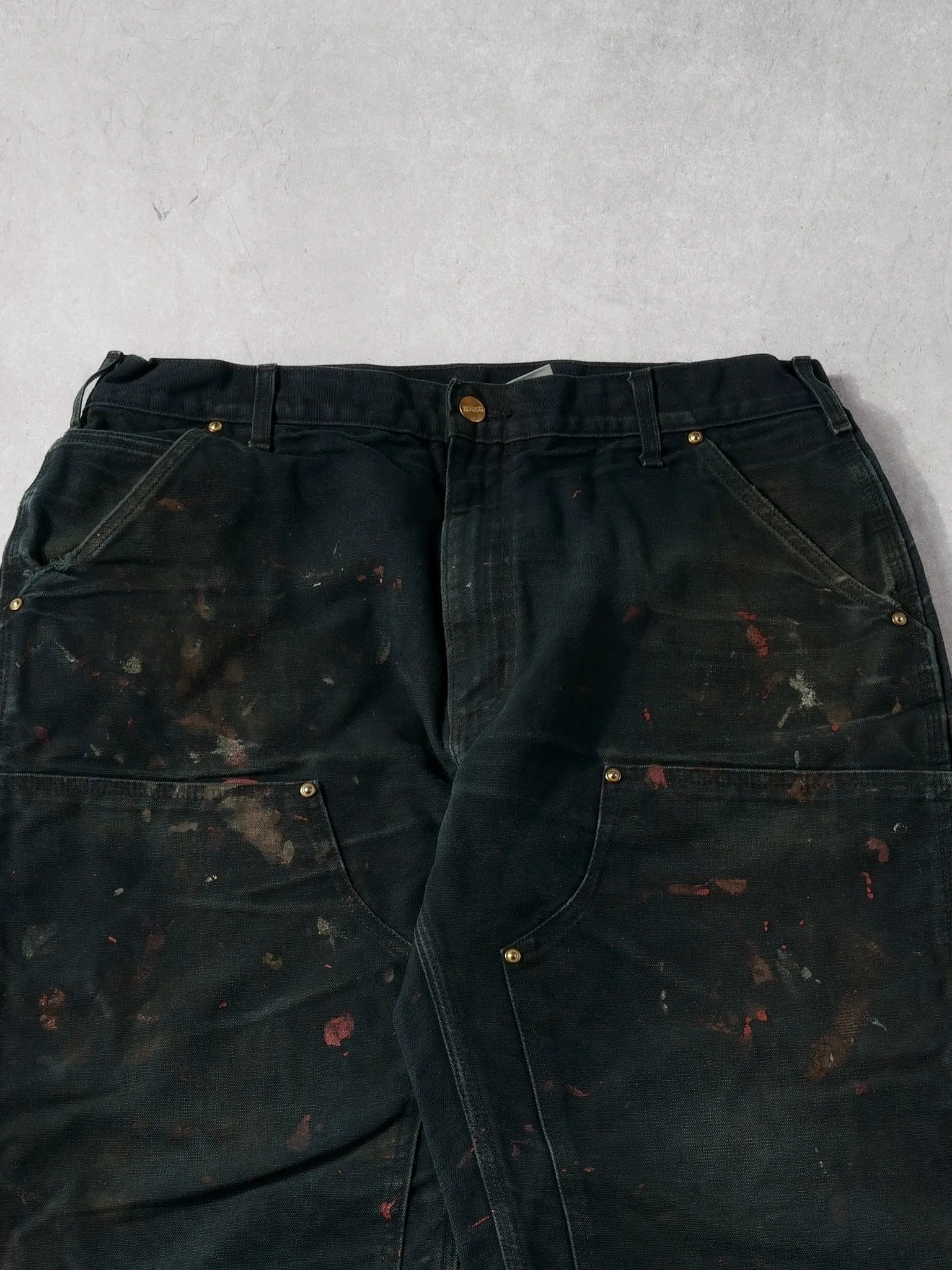 Vintage 90s Black Carhartt Paint Splatter Double Knee Carpenter Pants (36x31) sold by Rebalance Vintage product image thumbnail 3