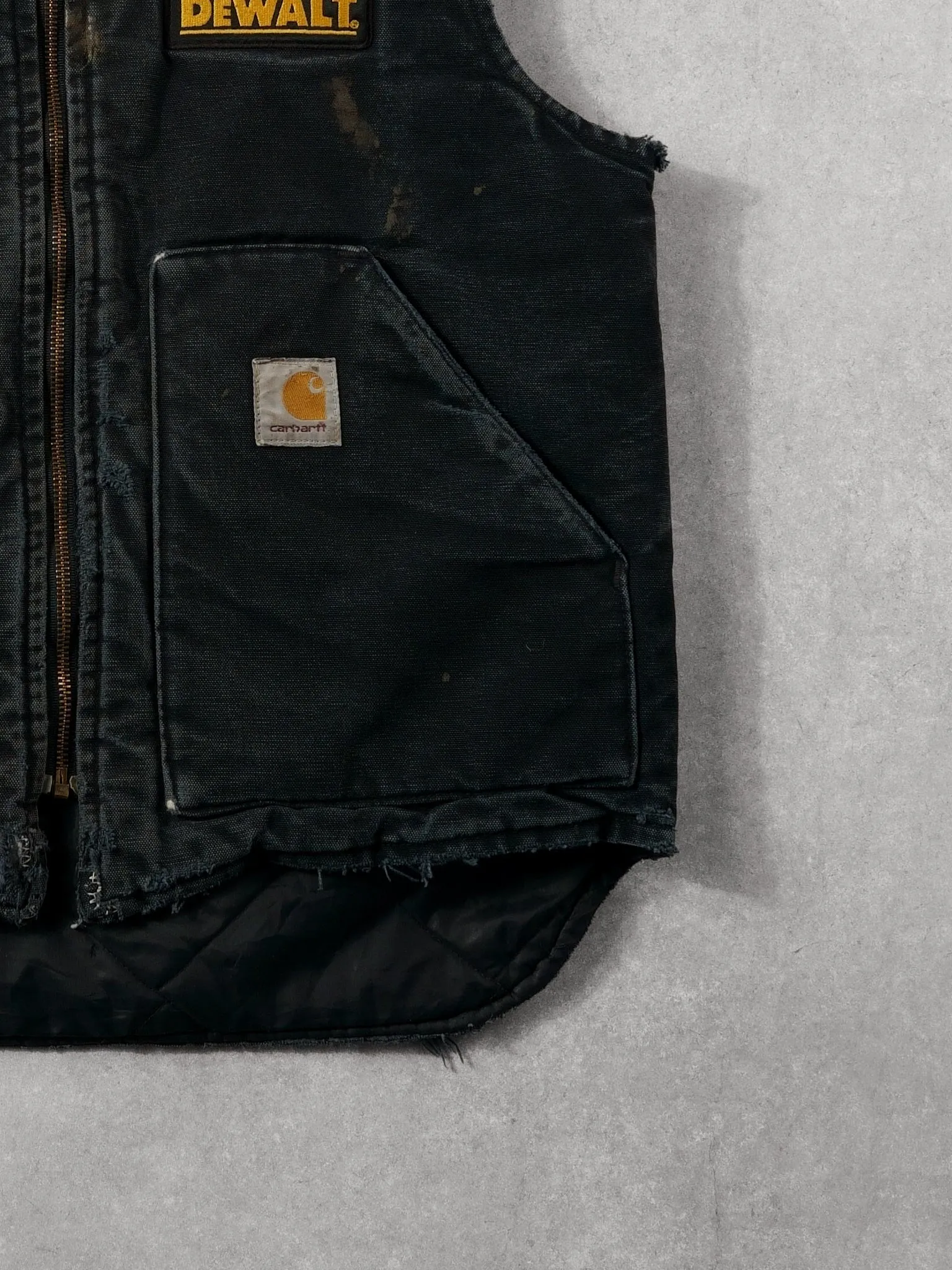 Vintage 90s Faded Black Carhartt Dewalt x IHL Workwear Vest (M) sold by Rebalance Vintage product image thumbnail 3