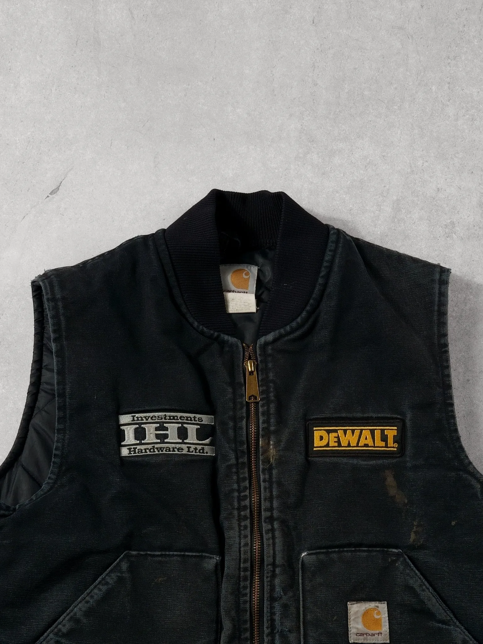 Vintage 90s Faded Black Carhartt Dewalt x IHL Workwear Vest (M) sold by Rebalance Vintage product image thumbnail 2