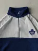 Vintage 90s Navy Blue & White Embroidered Toronto Maple Leafs Quarter Zip Fleece Sweater (L) sold by Rebalance Vintage