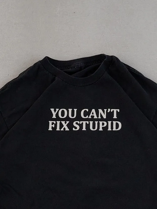 Vintage 90s Washed Black You Can't Fix Stupid Tee (M) sold by Rebalance Vintage product image thumbnail 2