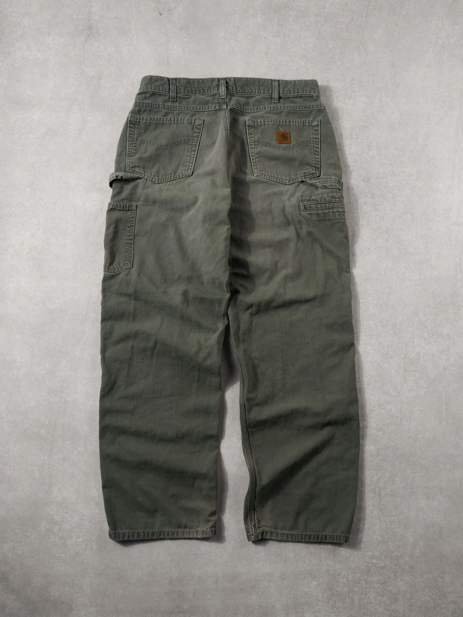Vintage 90s Washed Sage Green Carhartt Loose Fit Carpenter Pants (34x31) sold by Rebalance Vintage product image thumbnail 2
