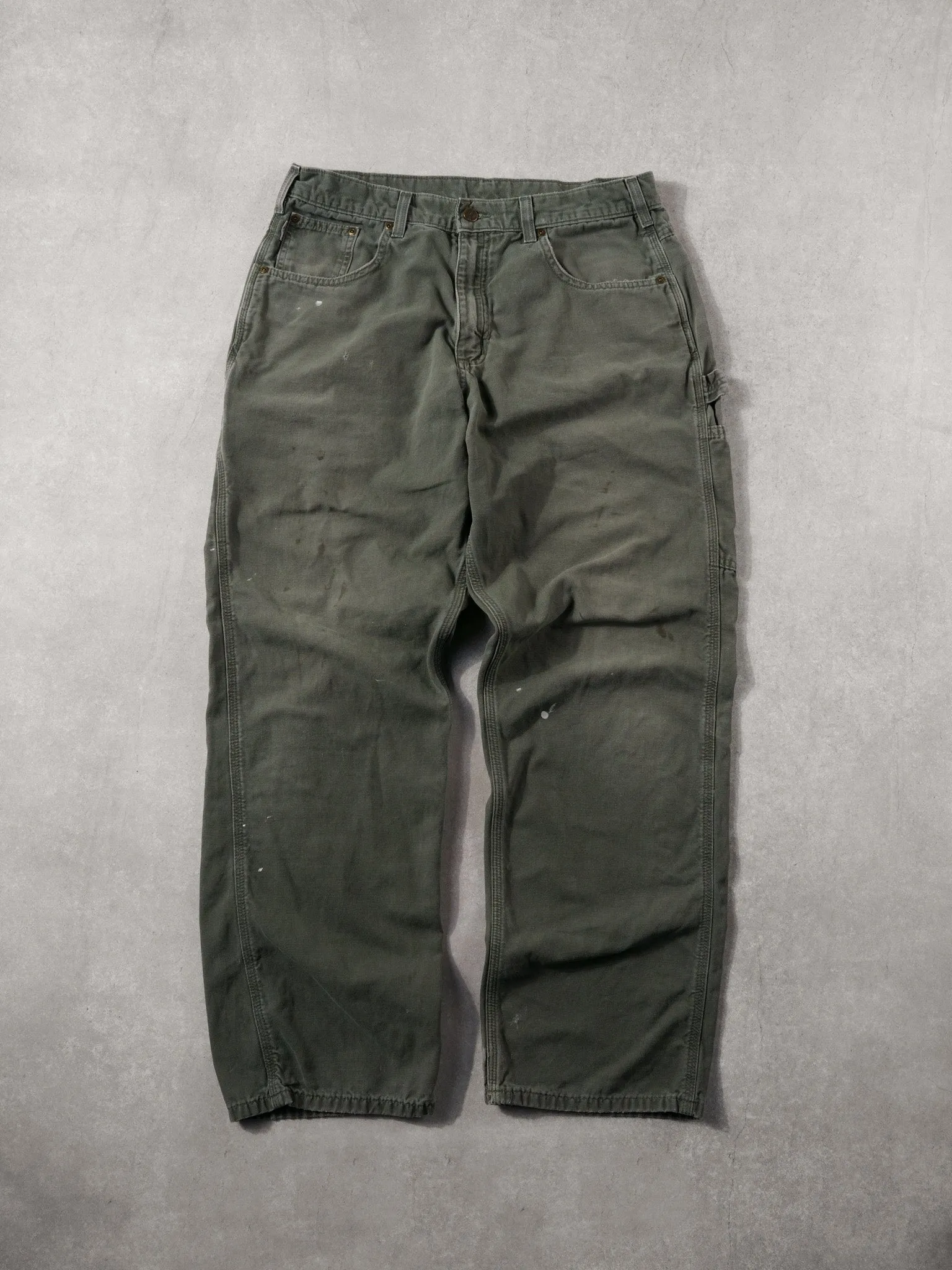 Vintage 90s Washed Sage Green Carhartt Loose Fit Carpenter Pants (34x31) sold by Rebalance Vintage