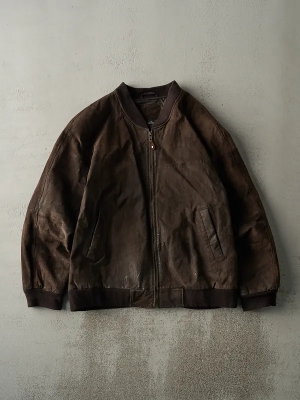 Vintage 90s Brown Route 66 Leather Bomber Jacket (M/L) sold by Rebalance Vintage