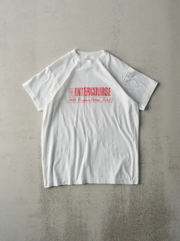 Vintage 89' White Winter Course Durham College Single Stitch Tee (S) sold by Rebalance Vintage