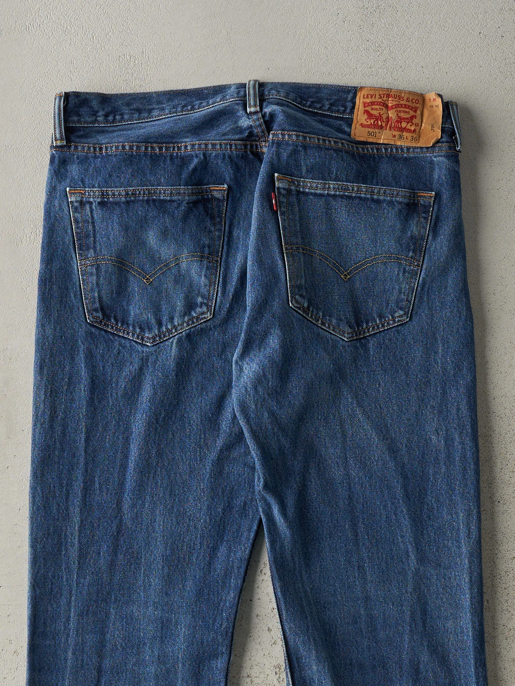 Vintage Y2K Dark Wash Levi's 501 Jeans (36x35) sold by Rebalance Vintage product image thumbnail 4