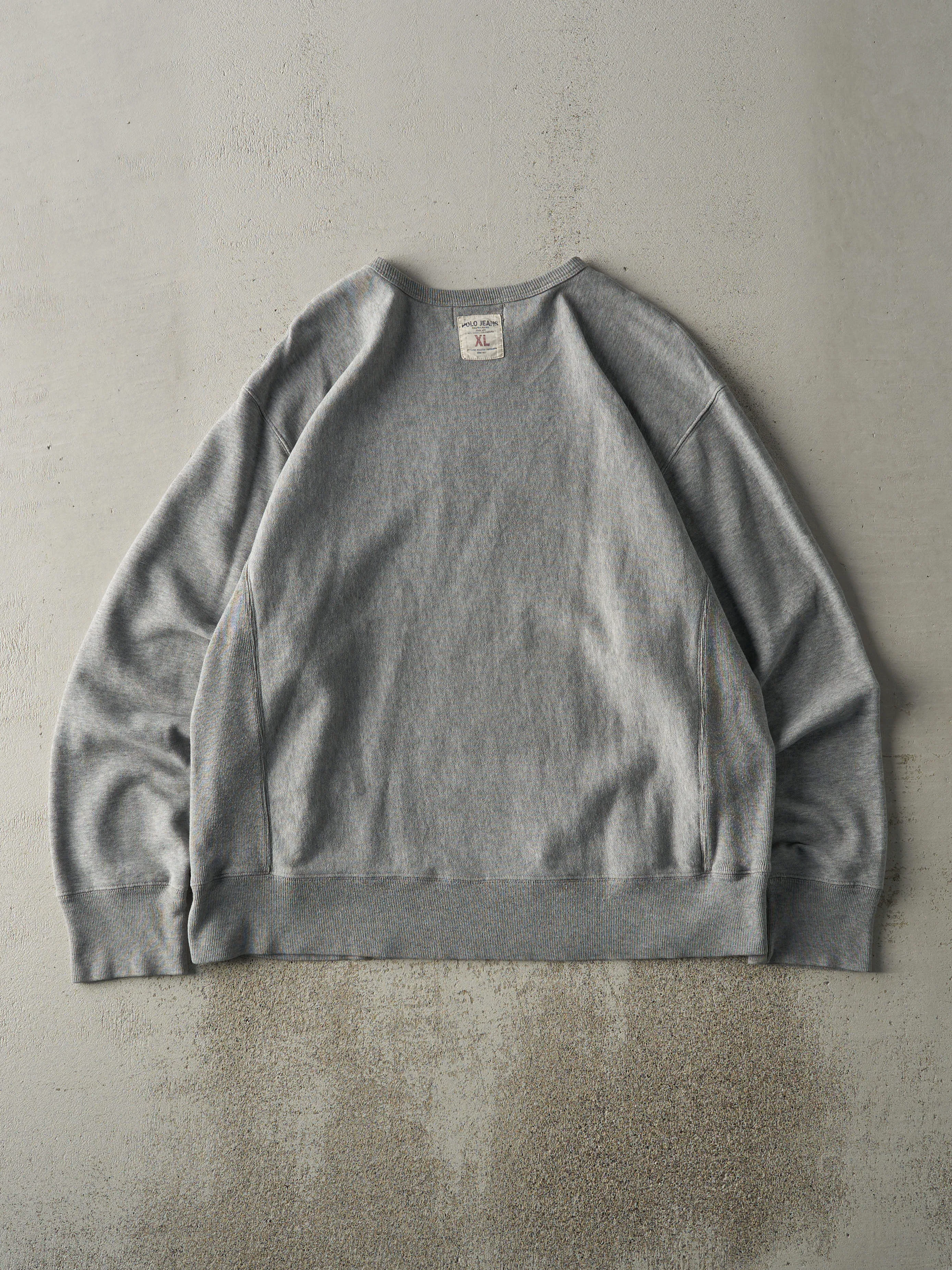 Vintage Y2K Grey Embroidered Polo Jeans Co Crewneck (L/XL) sold by Rebalance Vintage product image thumbnail 3