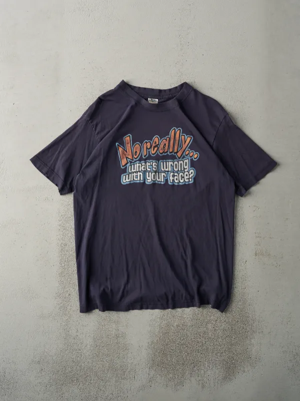 Vintage Y2K Navy Blue "No Really..." Tee (M) sold by Rebalance Vintage