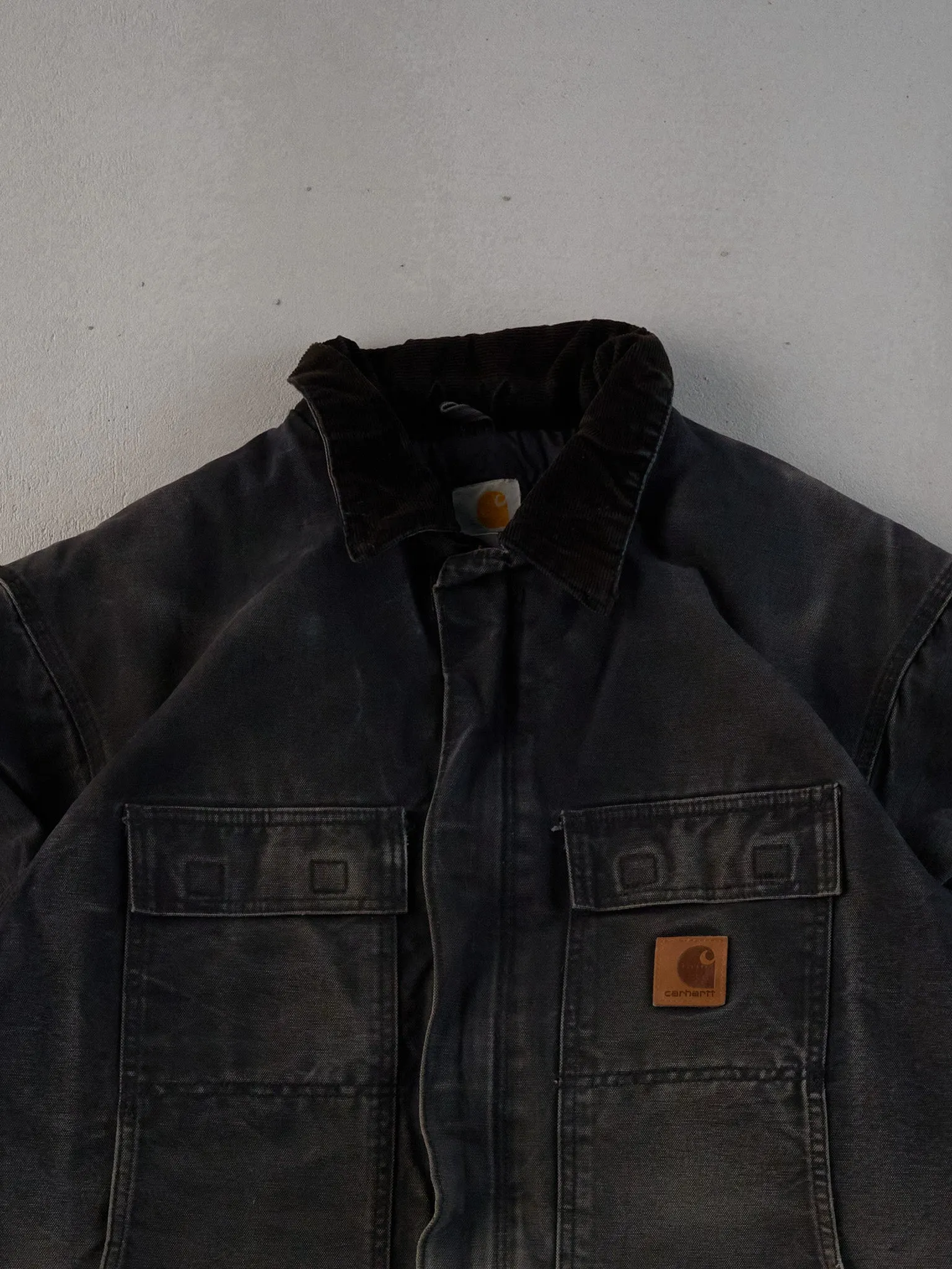 Vintage 90s Faded Black Carhartt Collared Workwear Jacket (L) sold by Rebalance Vintage product image thumbnail 2