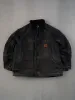 Vintage 90s Faded Black Carhartt Collared Workwear Jacket (L) sold by Rebalance Vintage