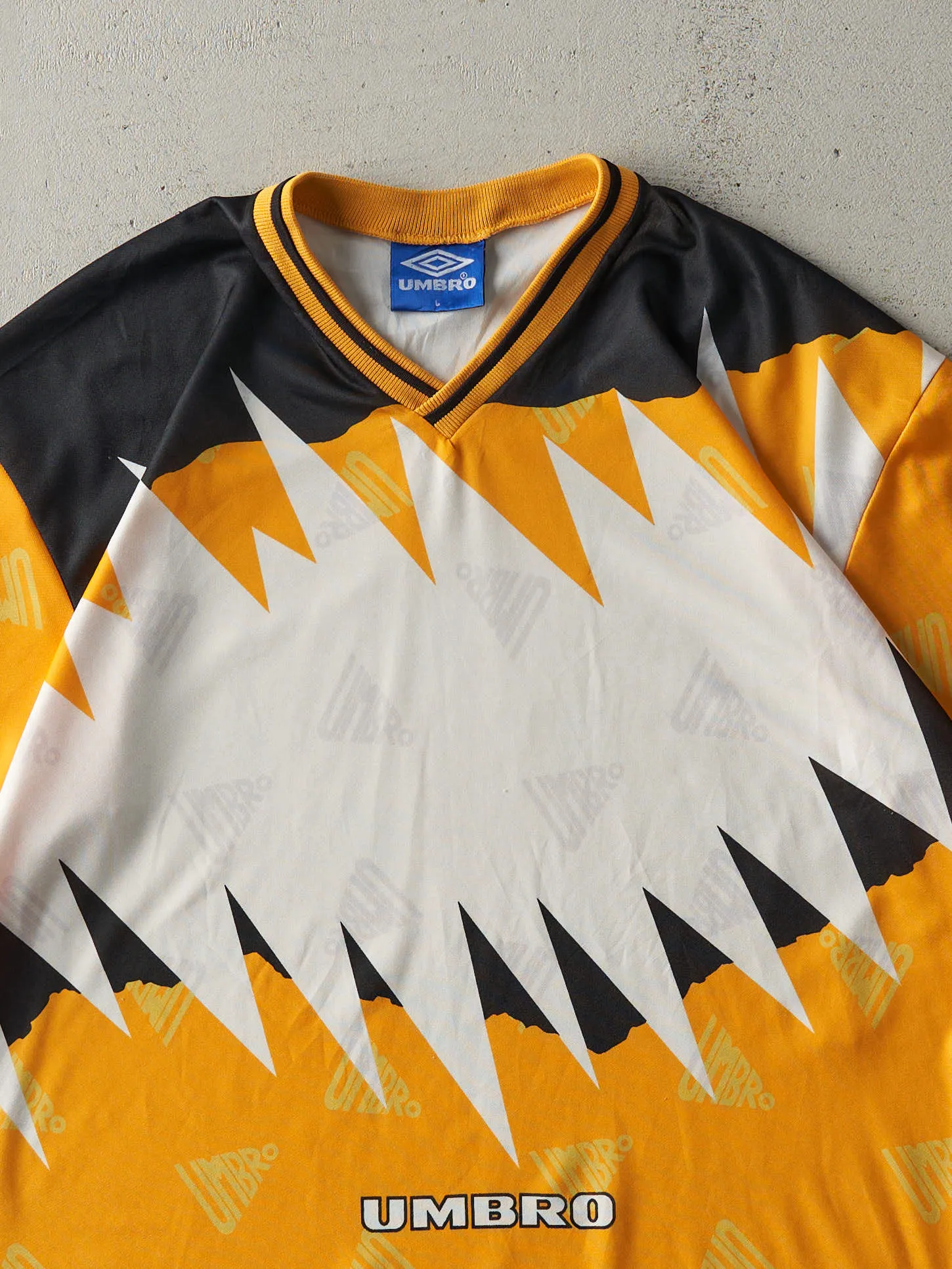 Vintage 90s Yellow Umbro Soccer Jersey (L) sold by Rebalance Vintage product image thumbnail 3