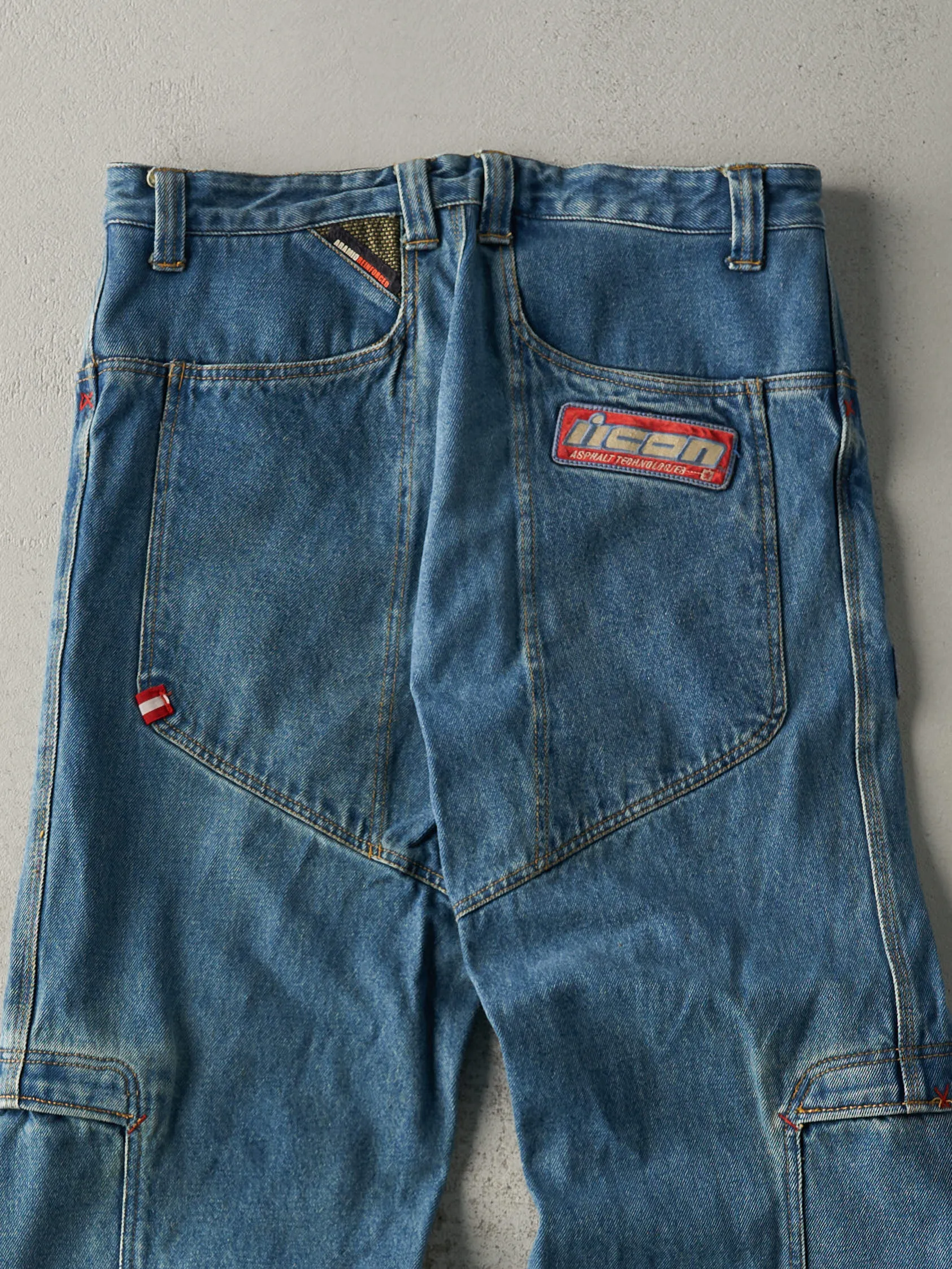 Vintage Y2K Mid Wash Motorcycle Riding Jeans (36x33) sold by Rebalance Vintage product image thumbnail 5