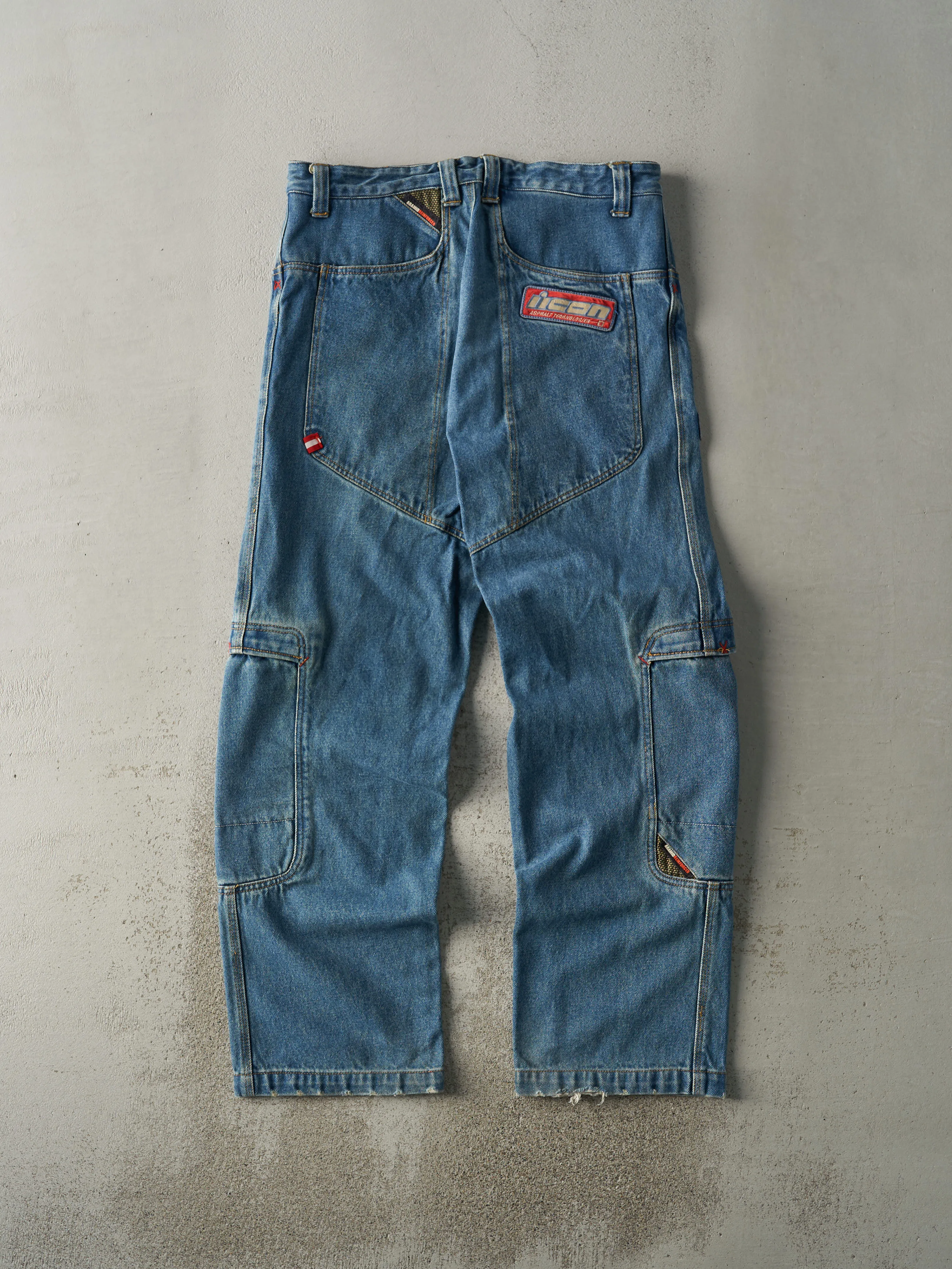 Vintage Y2K Mid Wash Motorcycle Riding Jeans (36x33) sold by Rebalance Vintage product image thumbnail 3