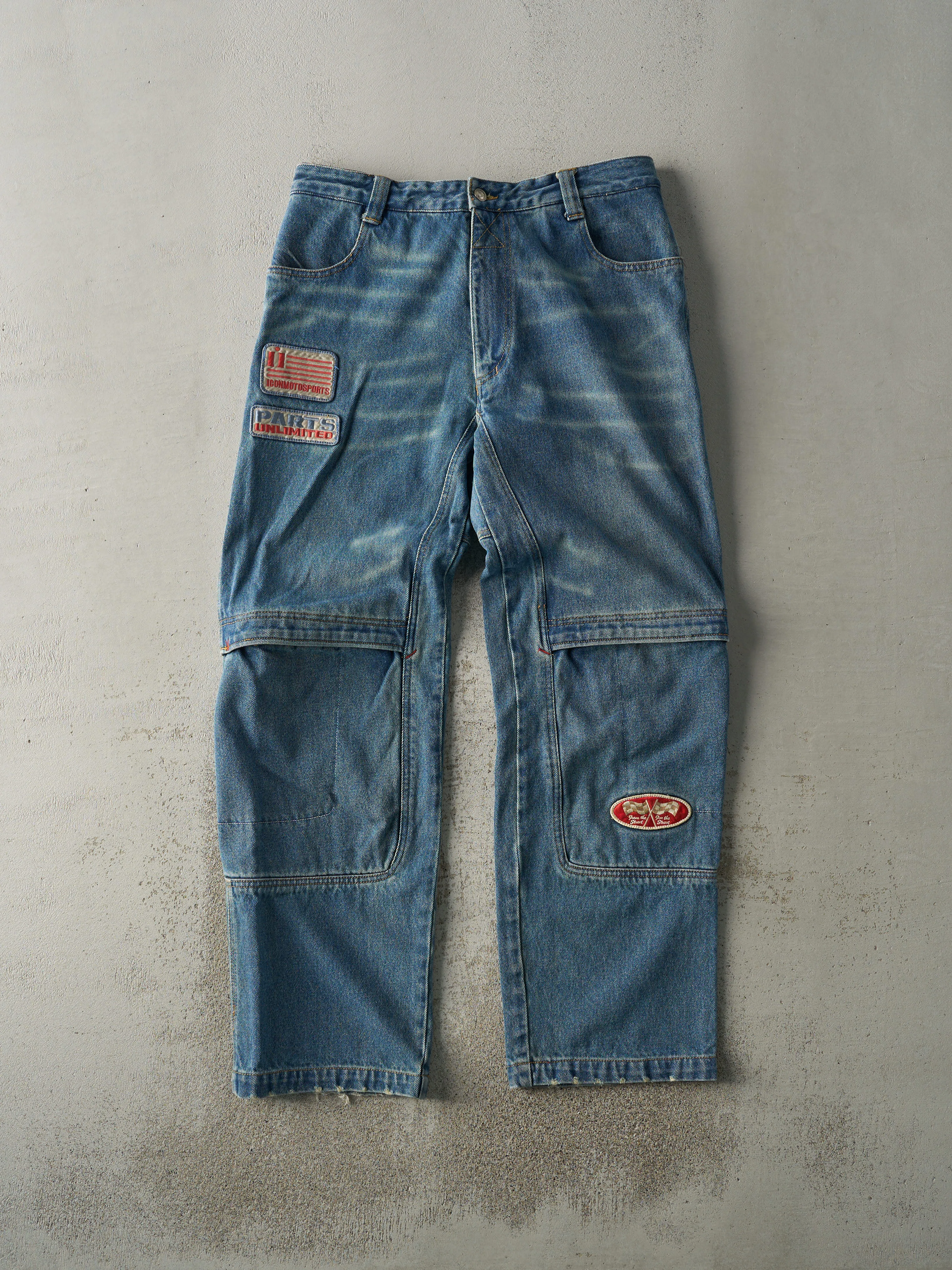 Vintage Y2K Mid Wash Motorcycle Riding Jeans (36x33) sold by Rebalance Vintage