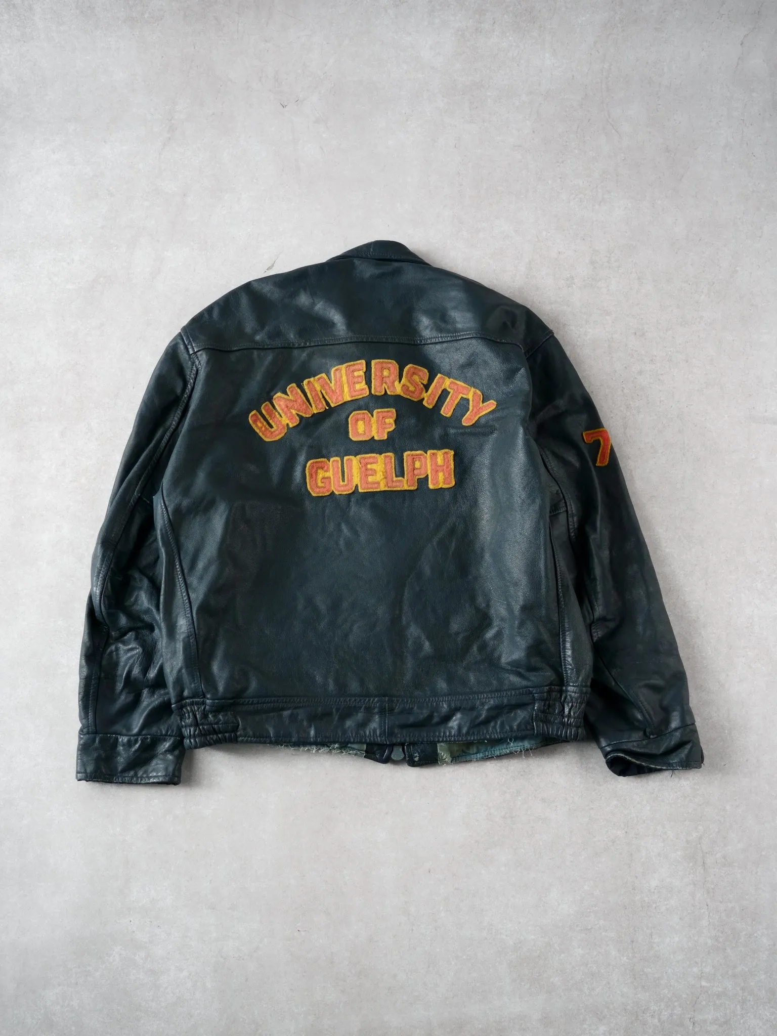 Vintage 78' Blue UNG Ontario Athletics Council #8 Leather Jacket (M) sold by Rebalance Vintage product image thumbnail 2