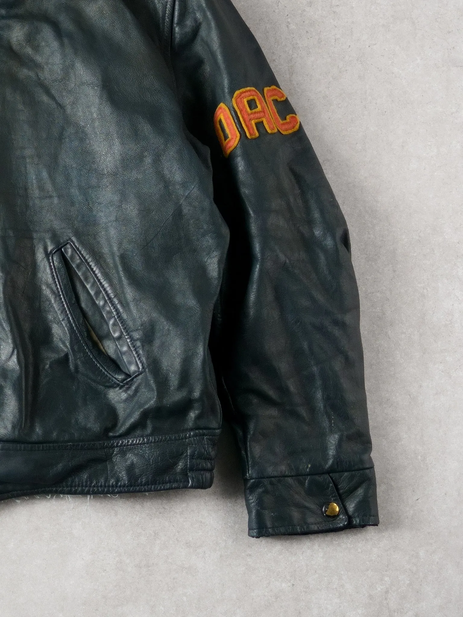 Vintage 78' Blue UNG Ontario Athletics Council #8 Leather Jacket (M) sold by Rebalance Vintage product image thumbnail 5