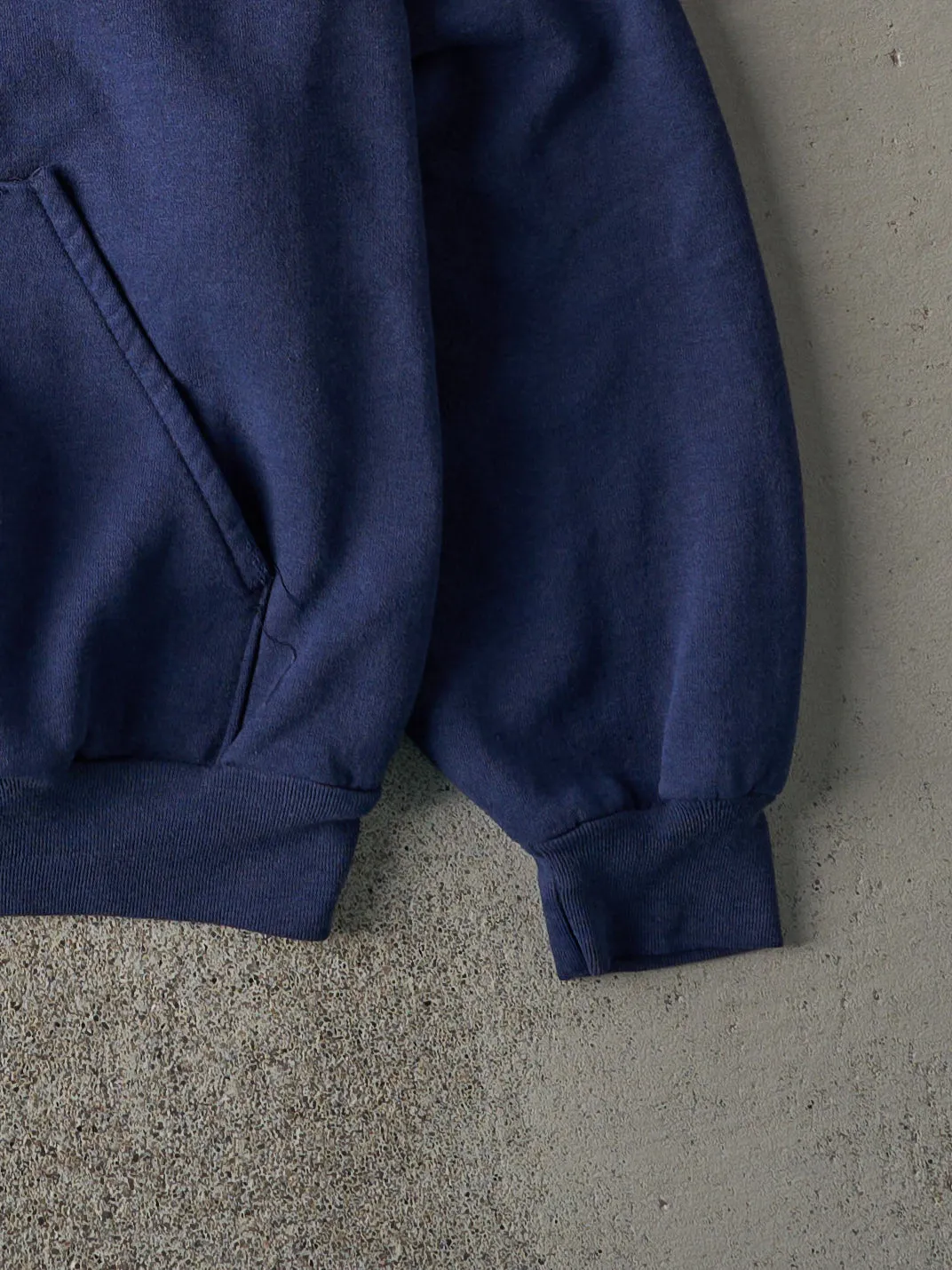 Vintage 90s Navy Blue Blank Hoodie (L) sold by Rebalance Vintage product image thumbnail 3