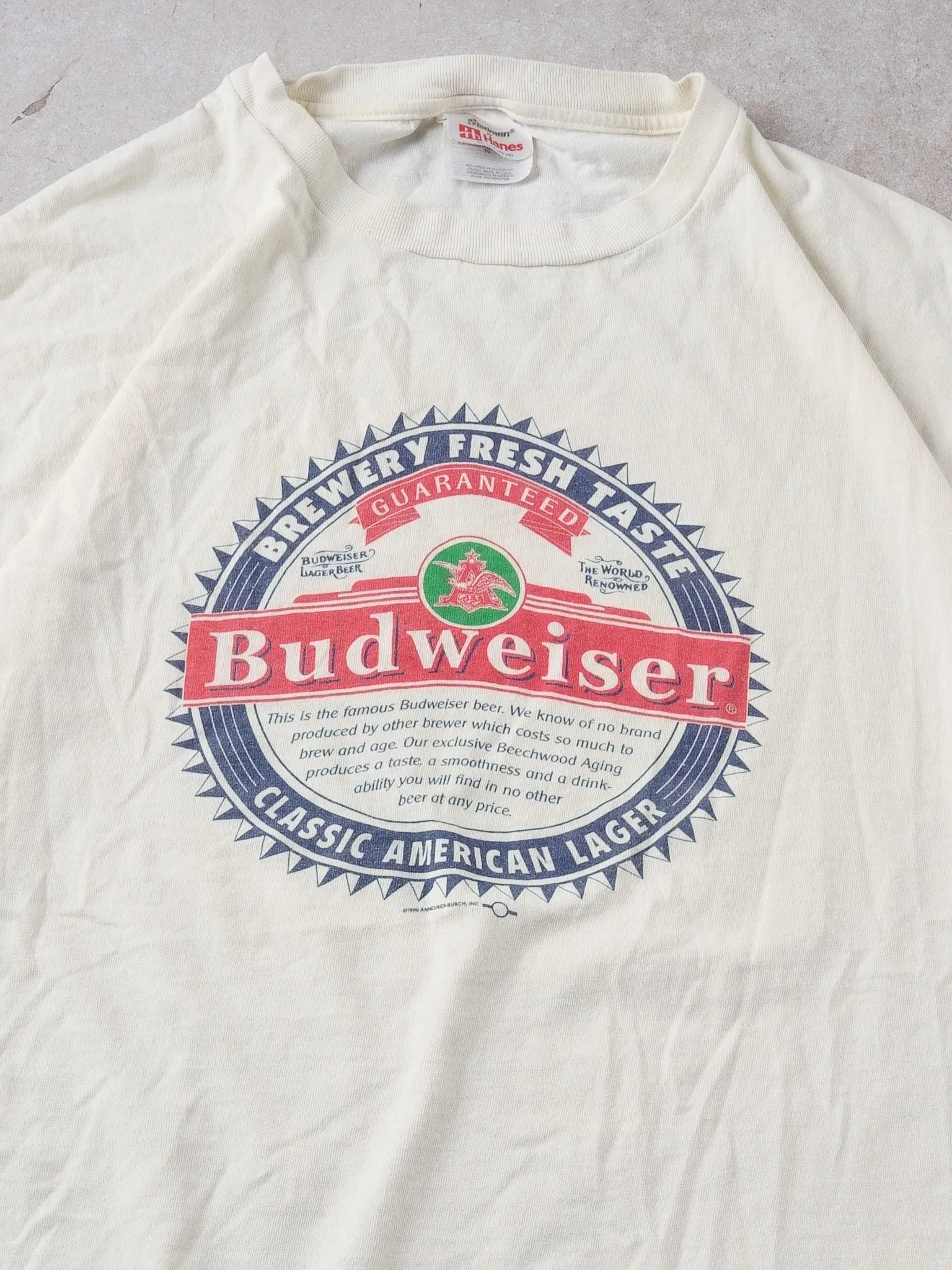 Vintage 90s Cream Budweiser X Austin Steak Ale House Graphic Tee (L) sold by Rebalance Vintage product image thumbnail 2