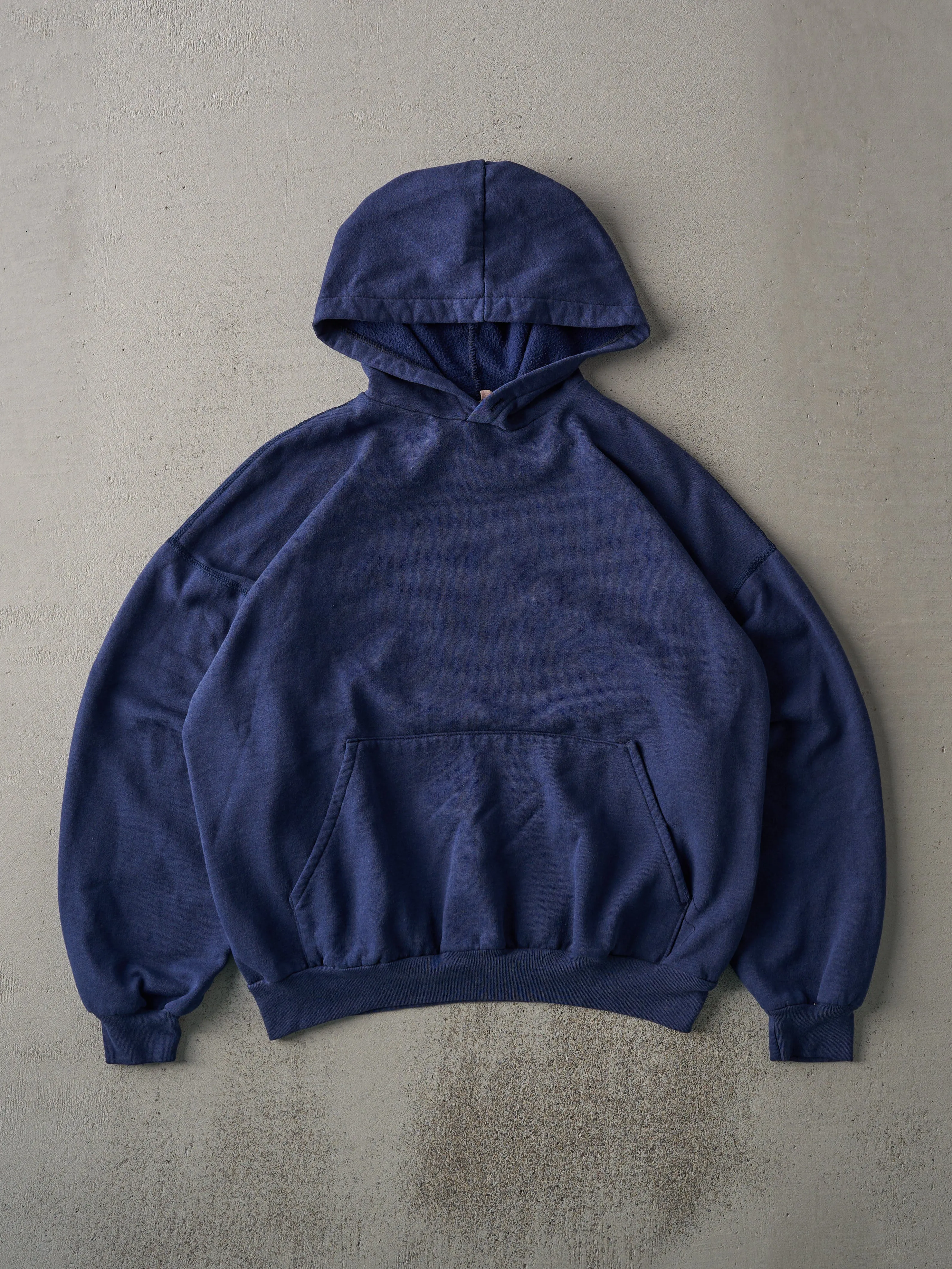 Vintage 90s Navy Blue Blank Hoodie (L) sold by Rebalance Vintage