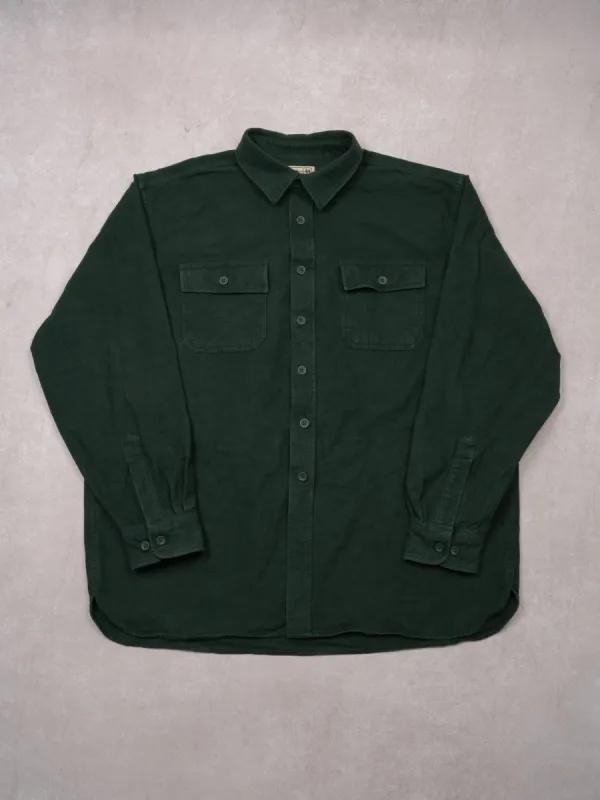 Vintage 90s Forestgreen LL Bean Cotton Button Up (XL) sold by Rebalance Vintage