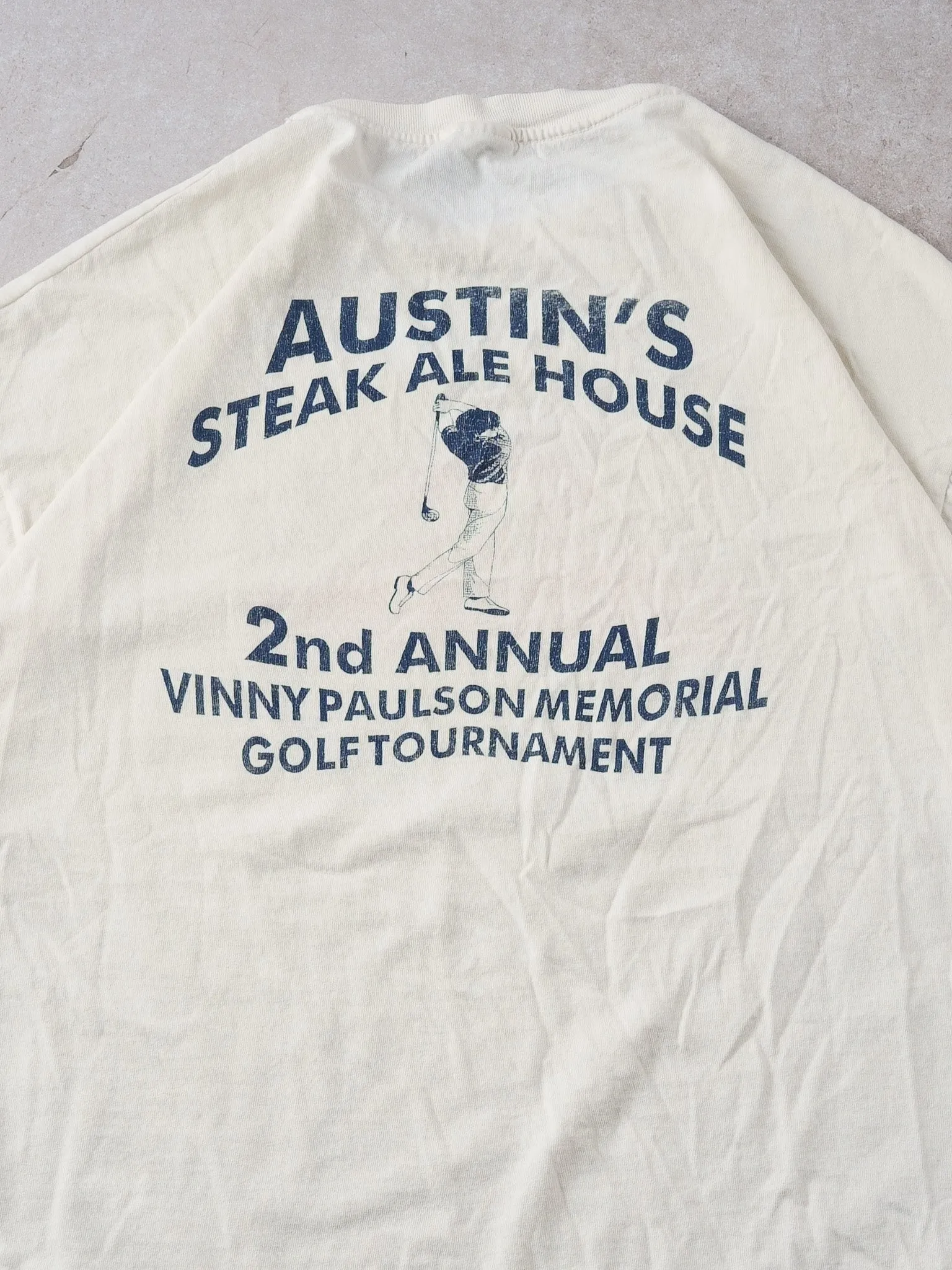 Vintage 90s Cream Budweiser X Austin Steak Ale House Graphic Tee (L) sold by Rebalance Vintage product image thumbnail 4