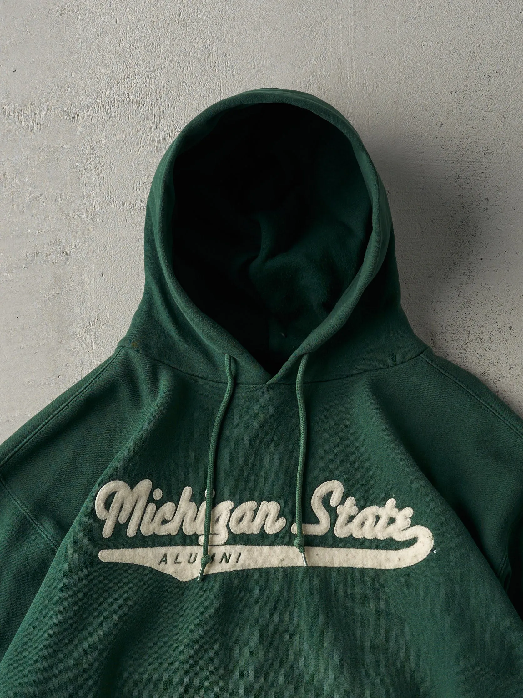 Vintage 90s Forest Green Michigan State Hoodie (L) sold by Rebalance Vintage product image thumbnail 2