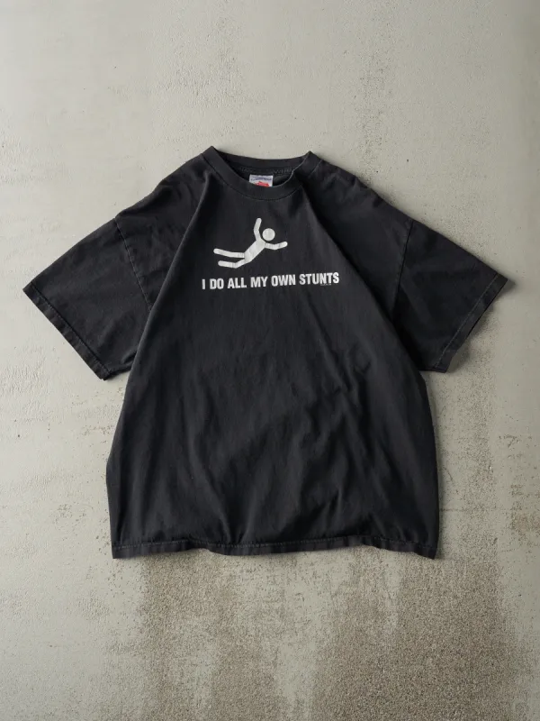 Vintage Y2K Black Stunts Slogan Tee (M) sold by Rebalance Vintage