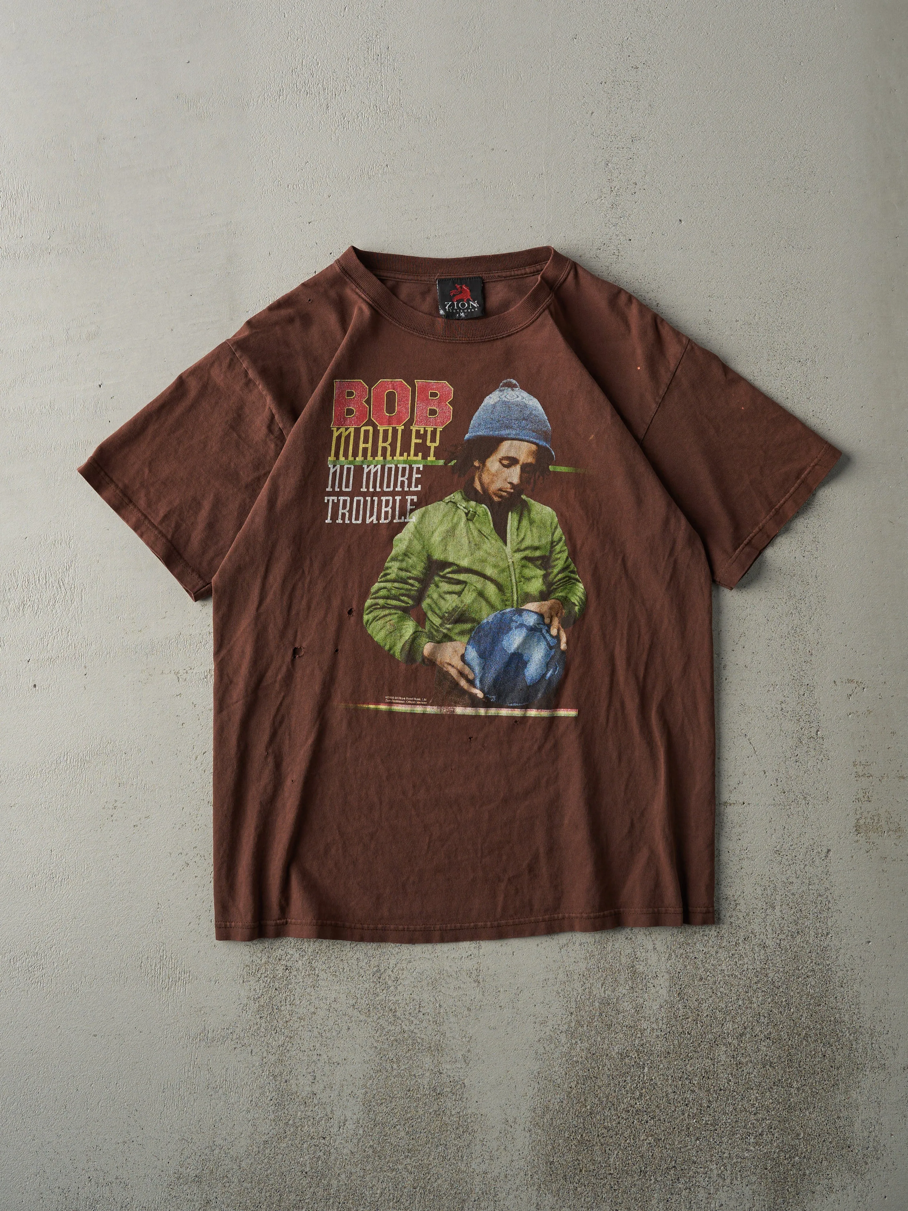 Vintage 03' Chocolate Brown Bob Marley "No More Trouble" Tee (M) sold by Rebalance Vintage
