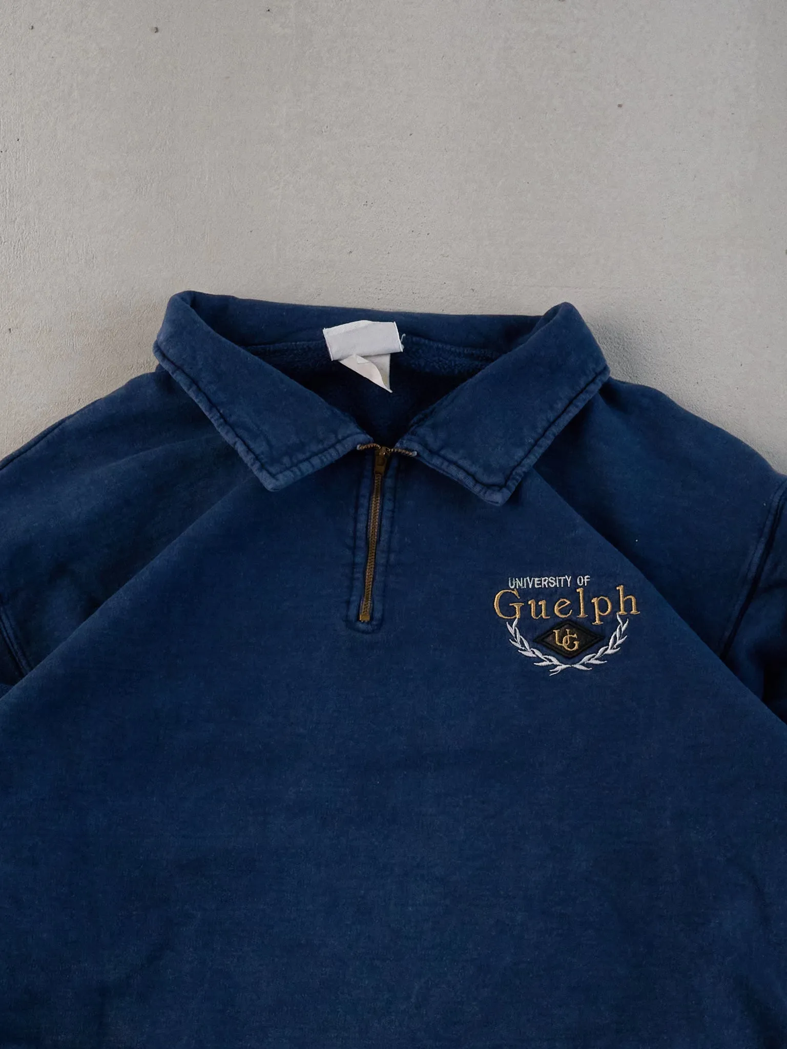 Vintage 90s Washed Blue University Of Guelph Collared 1/4 Zip (L) sold by Rebalance Vintage product image thumbnail 2