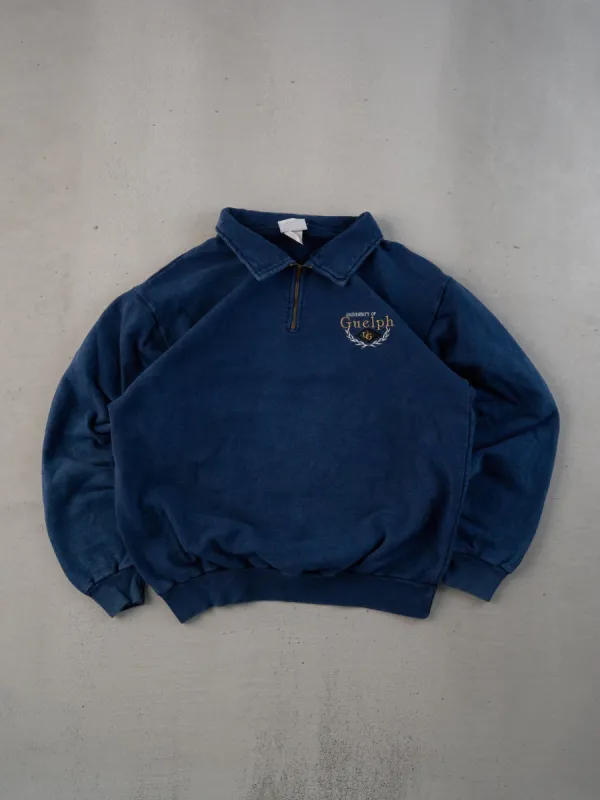 Vintage 90s Washed Blue University Of Guelph Collared 1/4 Zip (L) sold by Rebalance Vintage