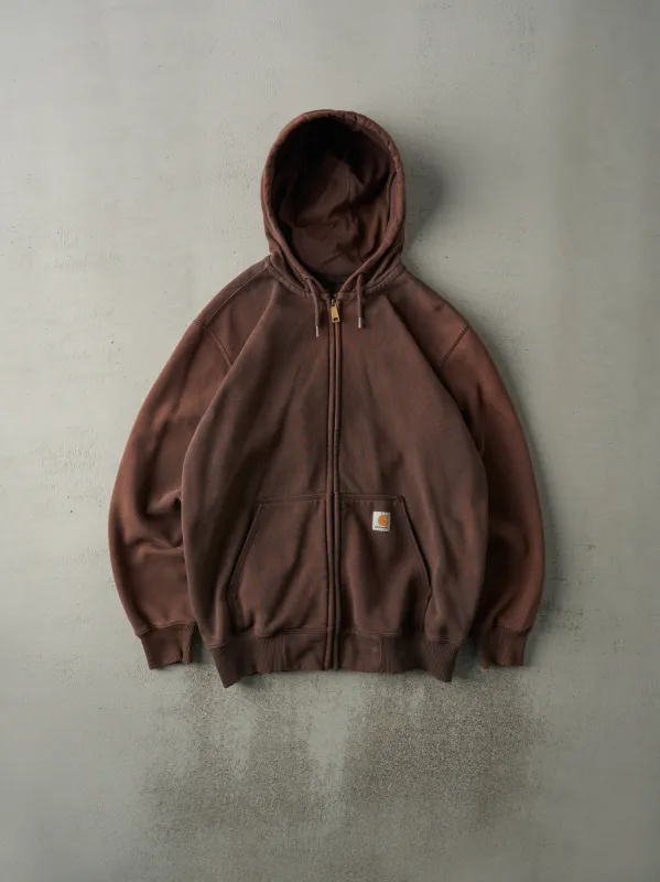 Vintage Y2K Sun Faded Brown Carhartt Zip Up Hoodie (L) Parallel