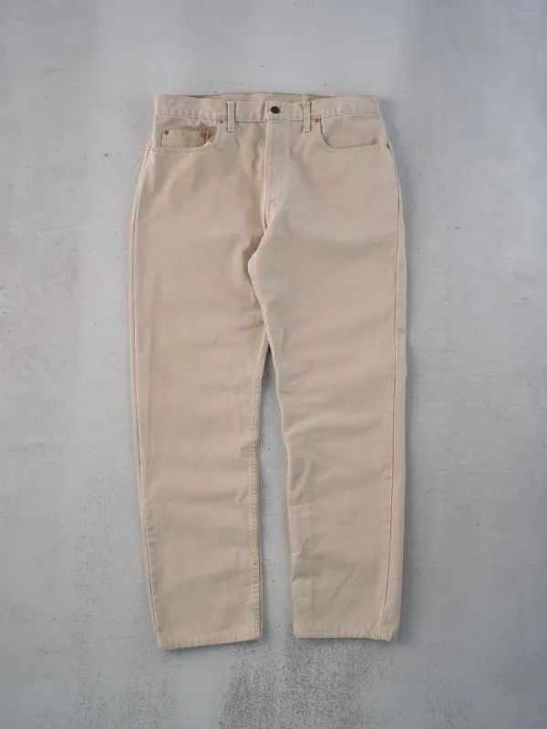 Vintage 70s Beige Levi's 614 Denim Jeans (35x32) sold by Rebalance Vintage