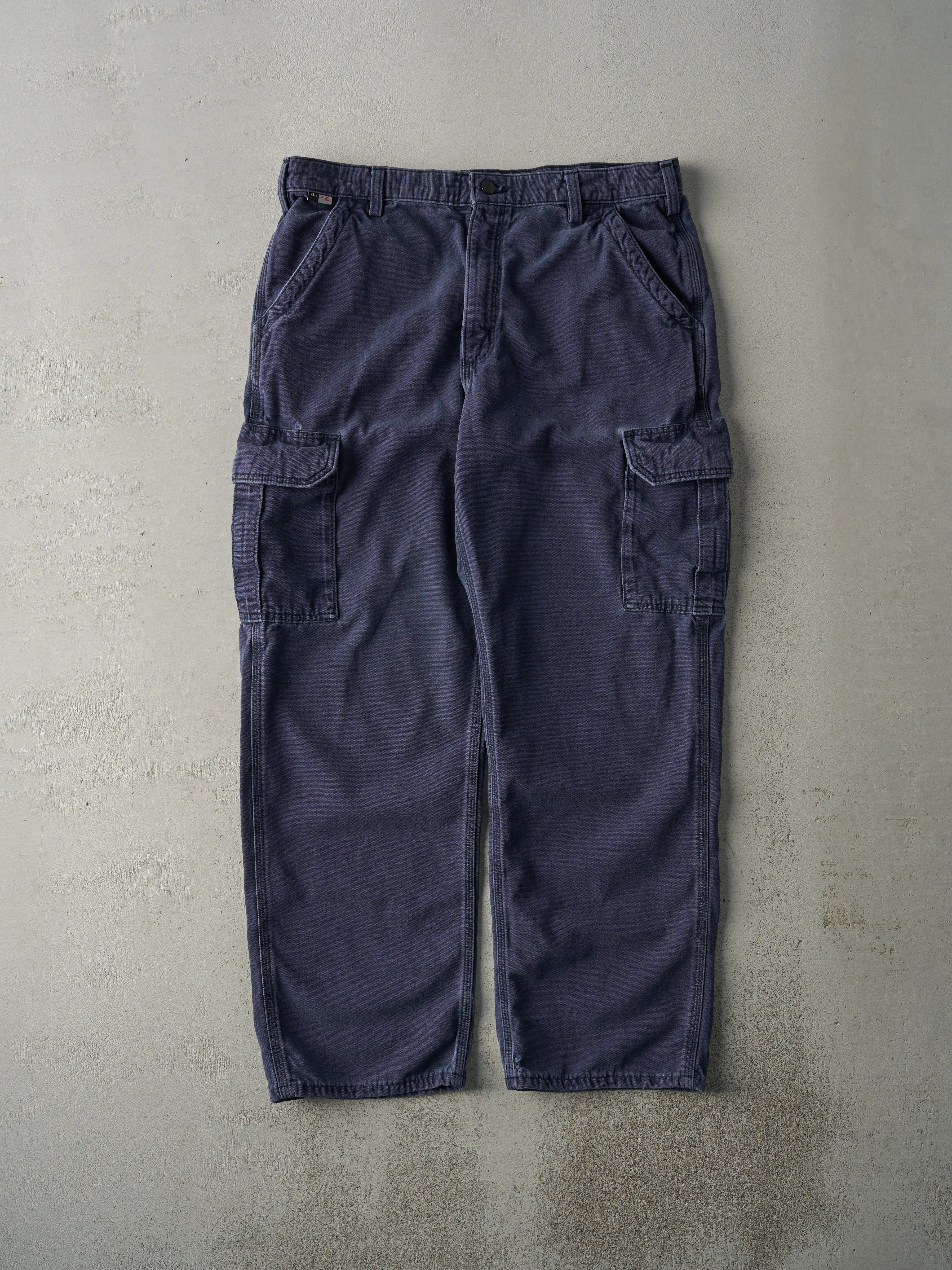 Vintage Y2K Navy Blue Dungaree Fit Carhartt Fire Resistant Light Weight Cargo Work Pants (36x30) sold by Rebalance Vintage
