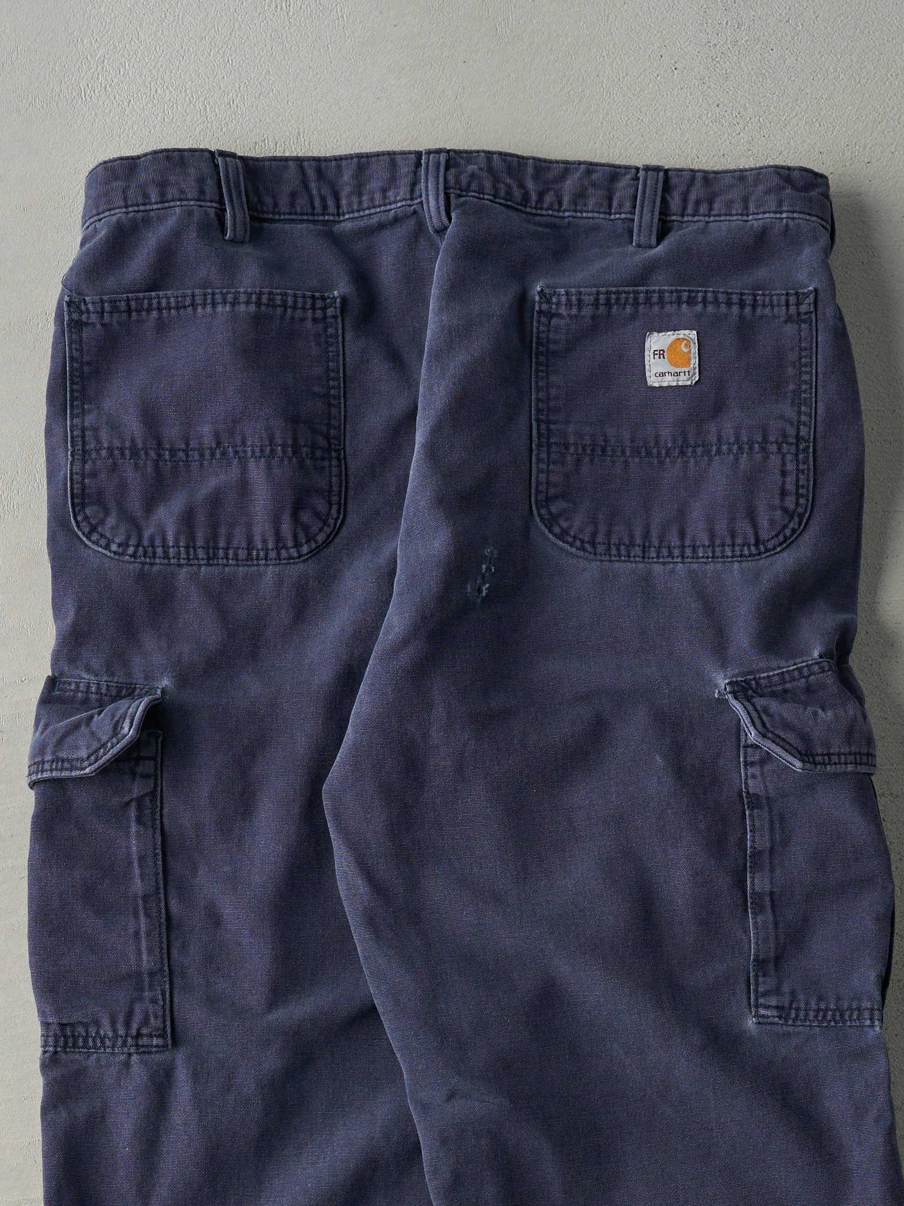 Vintage Y2K Navy Blue Dungaree Fit Carhartt Fire Resistant Light Weight Cargo Work Pants (36x30) sold by Rebalance Vintage product image thumbnail 4
